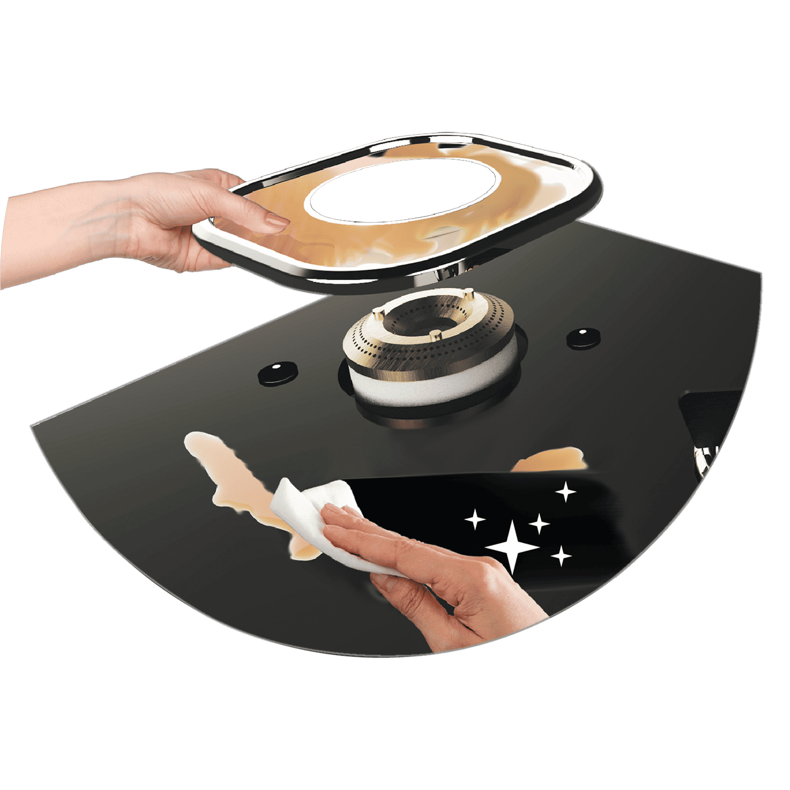 Preethi Silverin Toughened Glass Top 3 Burner Manual Gas Stove (Screwless Design, Black)_5