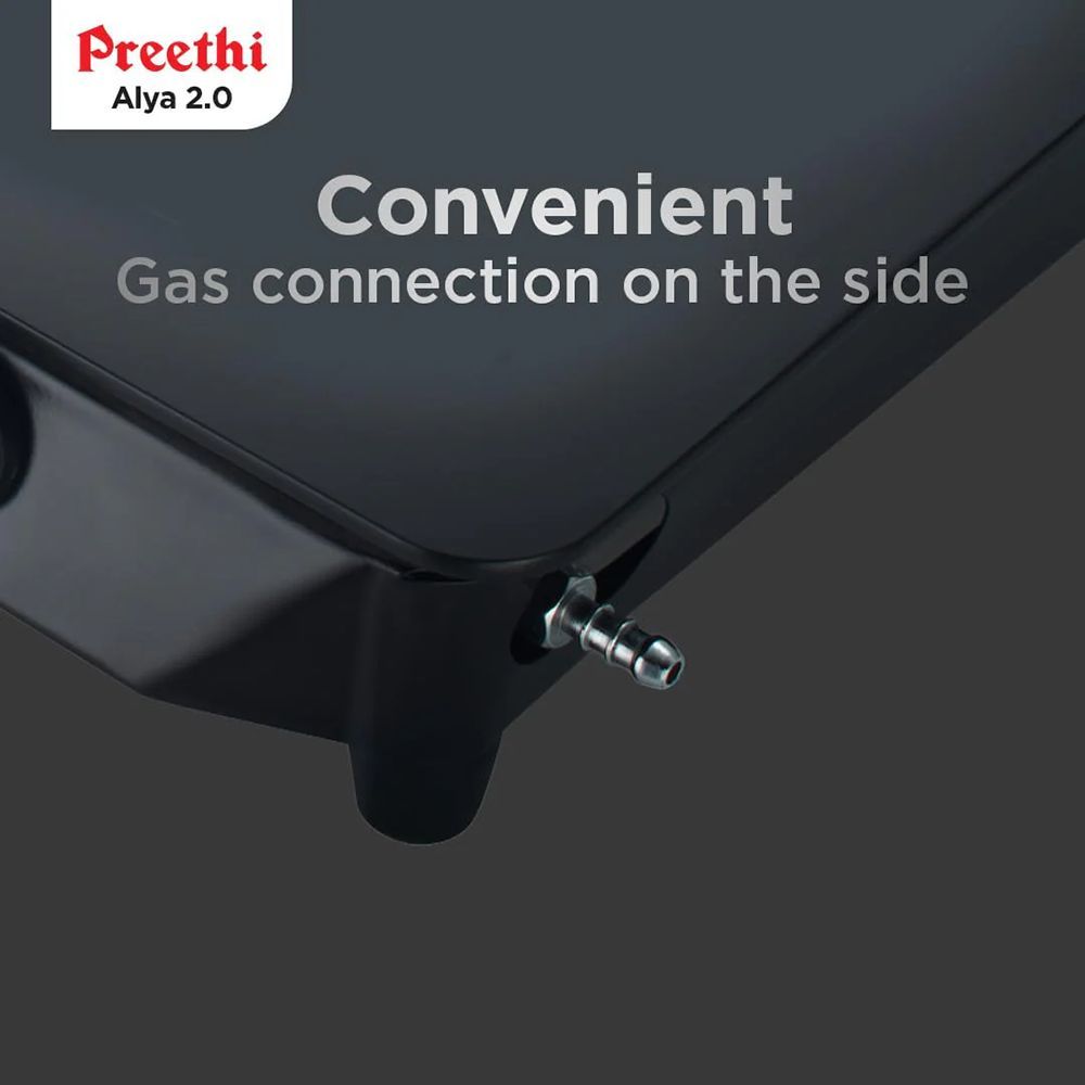 Preethi Alya 2.0 Toughened Glass Top 3 Burner Manual Gas Stove (ISI Certified, Black)_3