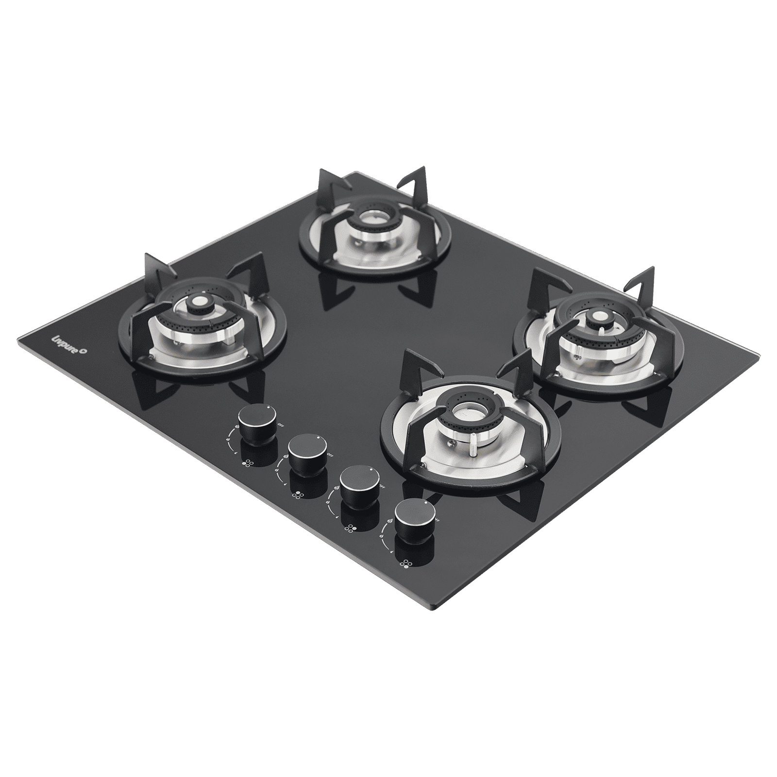 Livpure Ignis Toughened Glass Top 4 Burner Automatic Gas Hob (Ergonomic Knobs, Black) Livpure Ignis Toughened Glass Top 4 Burner Automatic Gas Hob (Ergonomic Knobs, Black)_1
