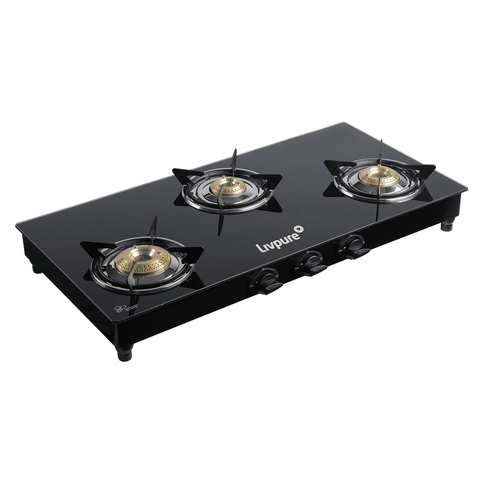 Livpure Nebula Toughened Glass Top 3 Burner Manual Gas Stove (Ergonomic Knobs, Black)_6