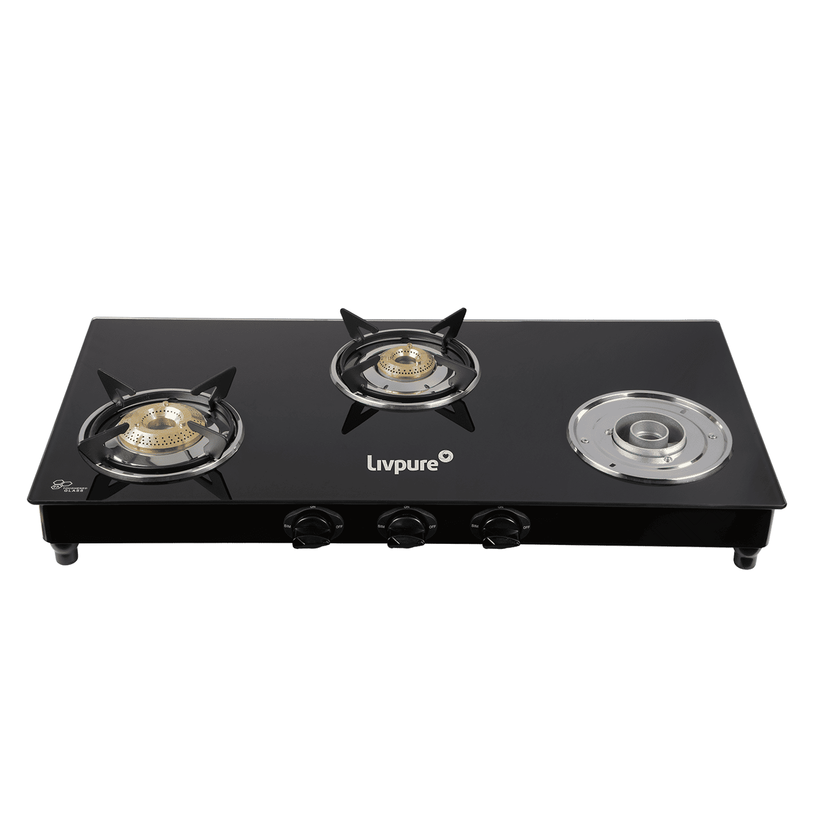 Livpure Nebula Toughened Glass Top 3 Burner Manual Gas Stove (Ergonomic Knobs, Black)_7