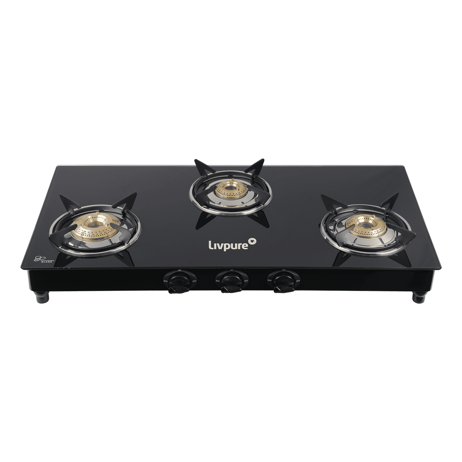 Livpure Nebula Toughened Glass Top 3 Burner Manual Gas Stove (Ergonomic Knobs, Black)_5