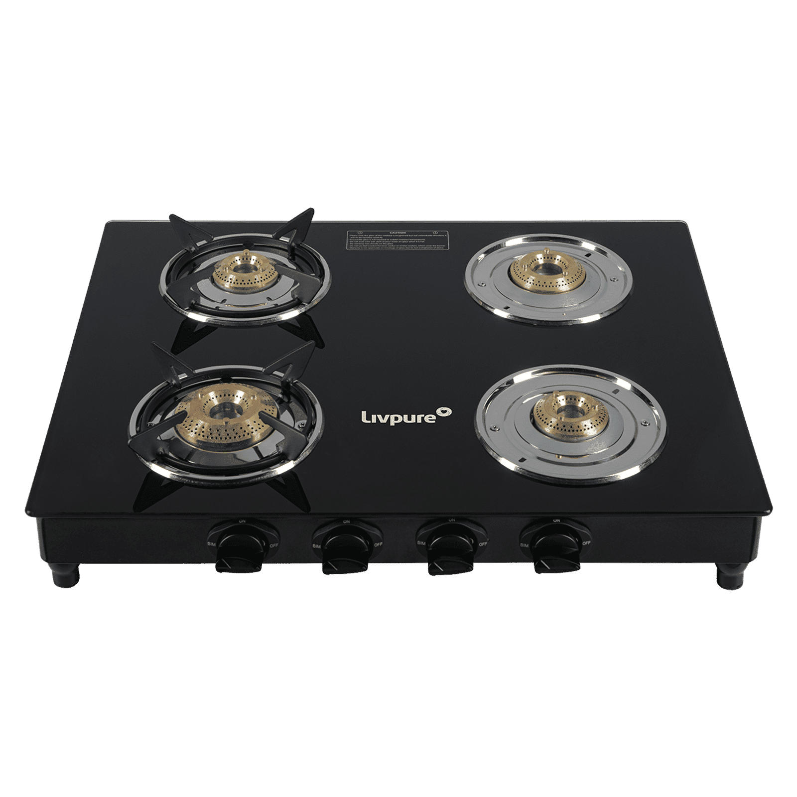 Livpure Nebula Toughened Glass Top 4 Burner Manual Gas Stove (Ergonomic Knobs, Black)_3