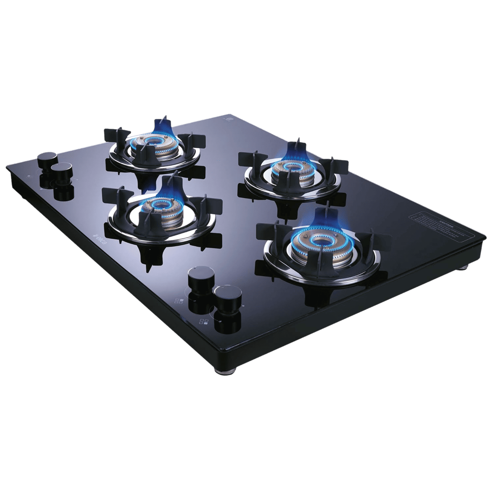 elica 694 CT VETRO 2J (TKN CROWN DT AI) Toughened Glass Top 4 Burner Automatic Gas Stove ( Euro-Coated Crown Pan Support, Black)_4