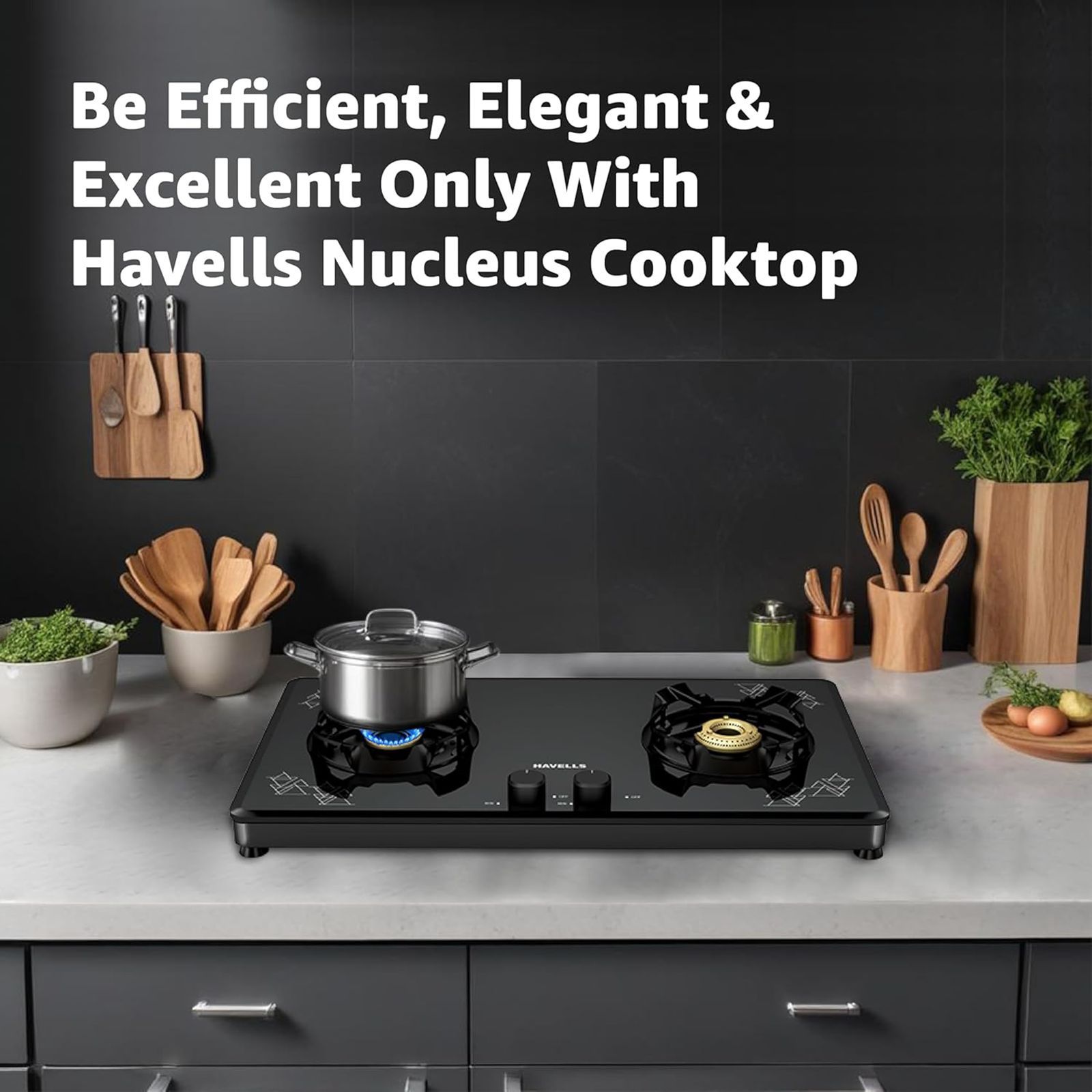 Havells Nucleus Toughened Glass Top 2 Burner Manual Gas Stove (Heavy Duty Brass Burner, Black)_9