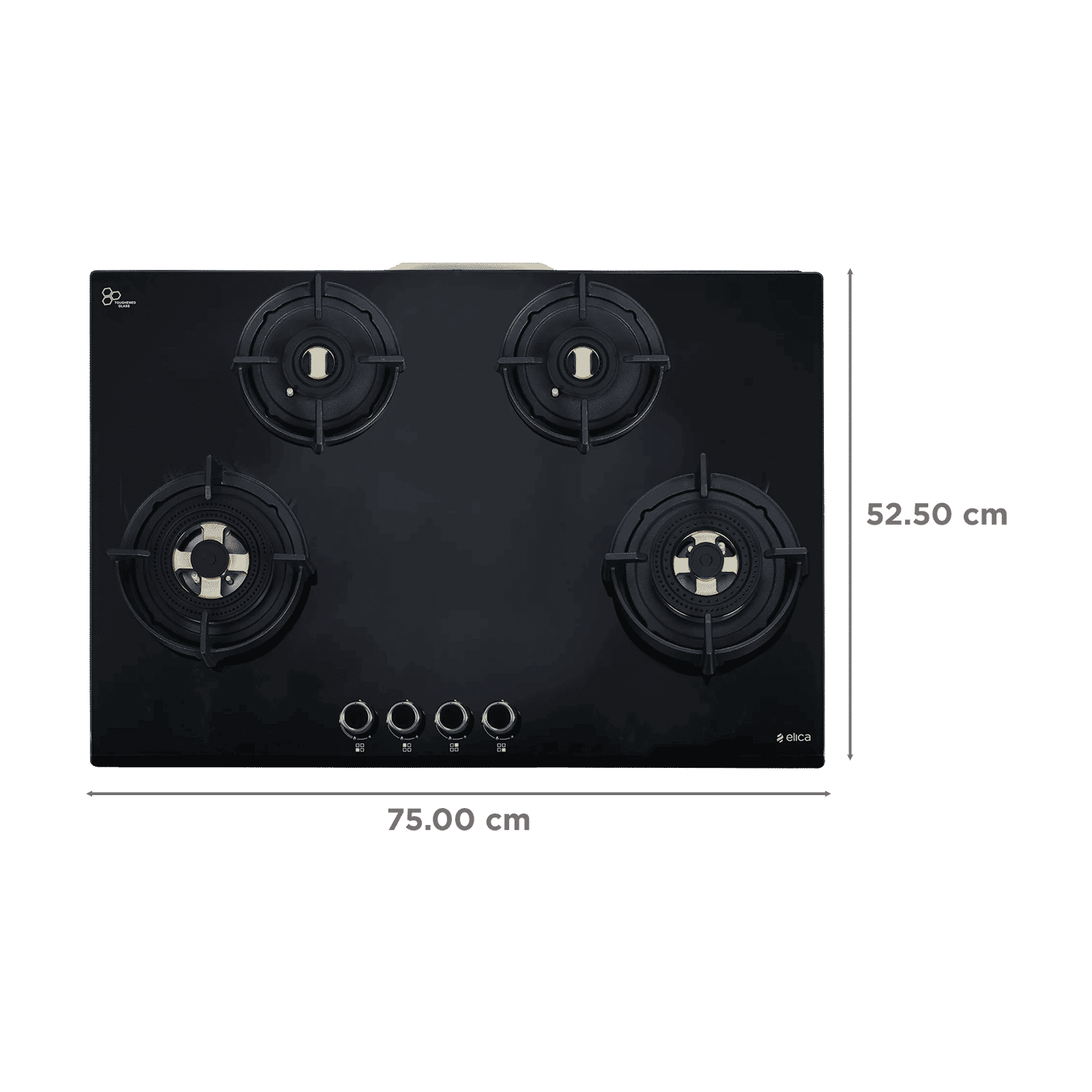elica FLEXI DFS FB MFC 4B 75 FFD Glass Top 4 Burners Automatic Hob (Flame Failure Device, Black Glass)_2