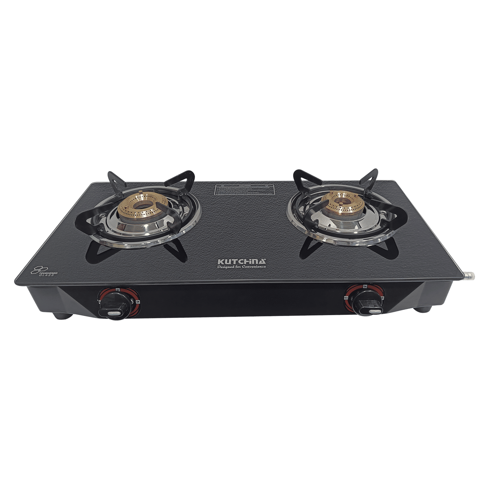 Kutchina CT ECO 2B Toughened Glass Top 2 Burner Manual Gas Stove (Euro Coated Thick Pan Support, Black)_2