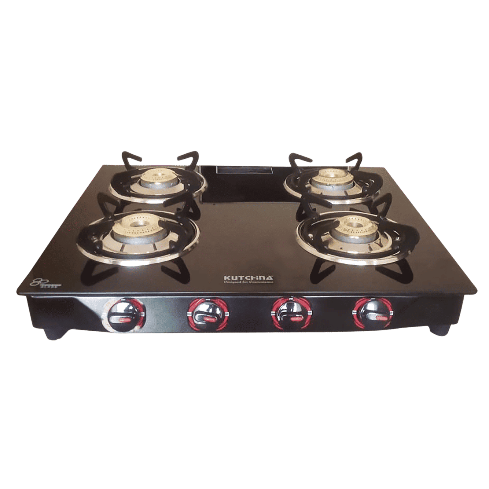 Kutchina CT ECO 4B Toughened Glass Top 4 Burner Manual Gas Stove (Euro Coated Thick Pan Support, Black)_2
