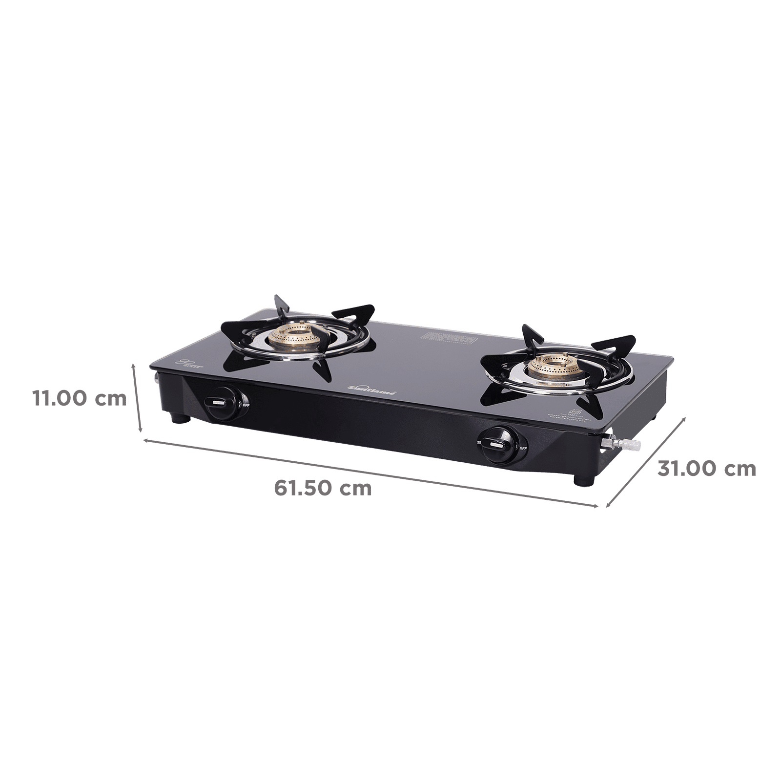 Sunflame Venza Toughened Glass Top 2 Burner Manual Gas Stove (Removable Drip Tray, Black)_2