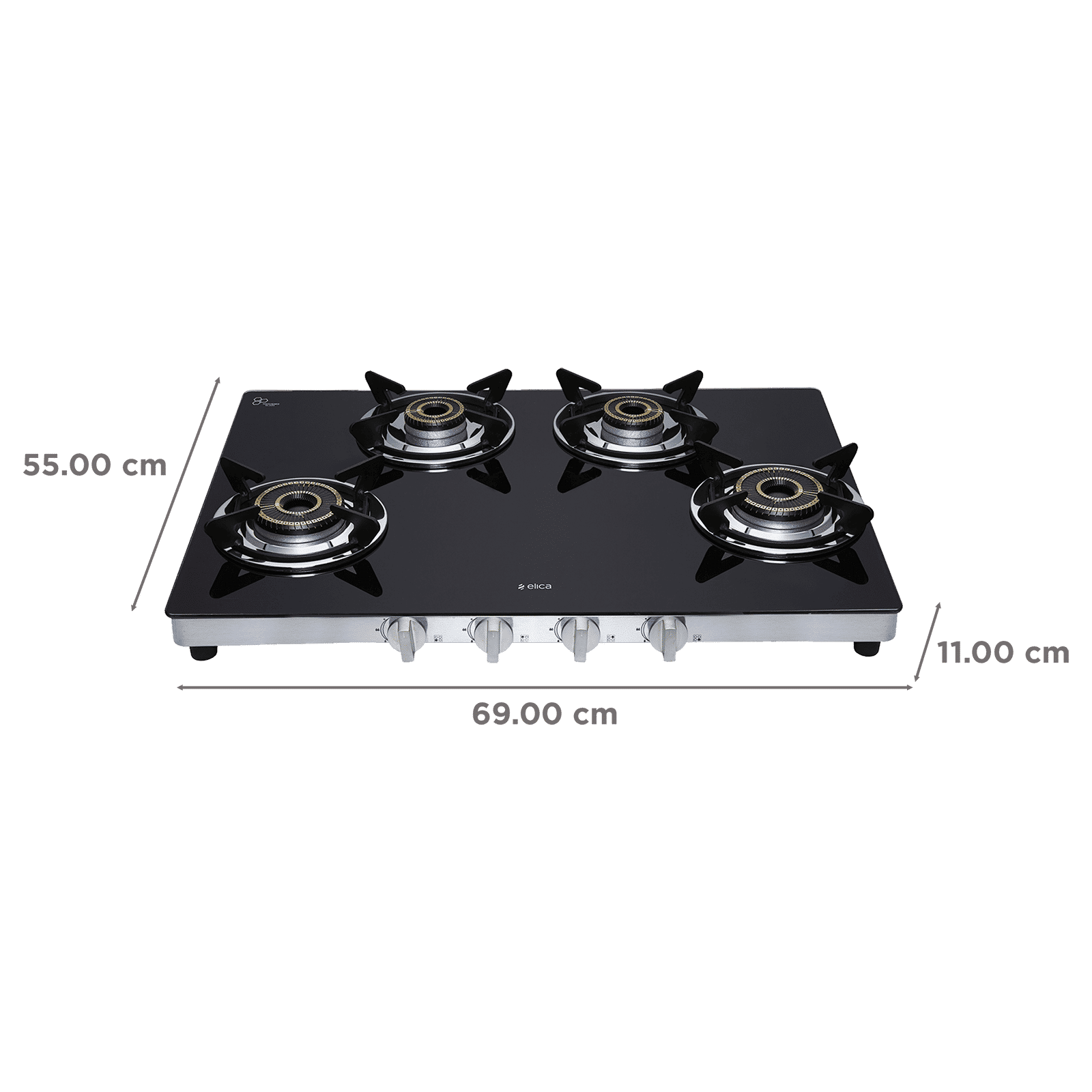 Elica SAPPHIRE SERIES Toughened Glass Top 4 Burner Manual Gas Stove (Heavy Duty, Black)_2