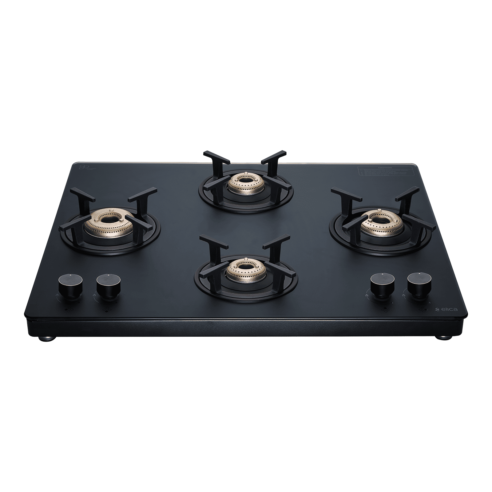 Elica MATT TOP KNOB SERIES Toughened Glass Top 4 Burner Automatic Gas Stove (Ultra Slim Frame, Black)_1