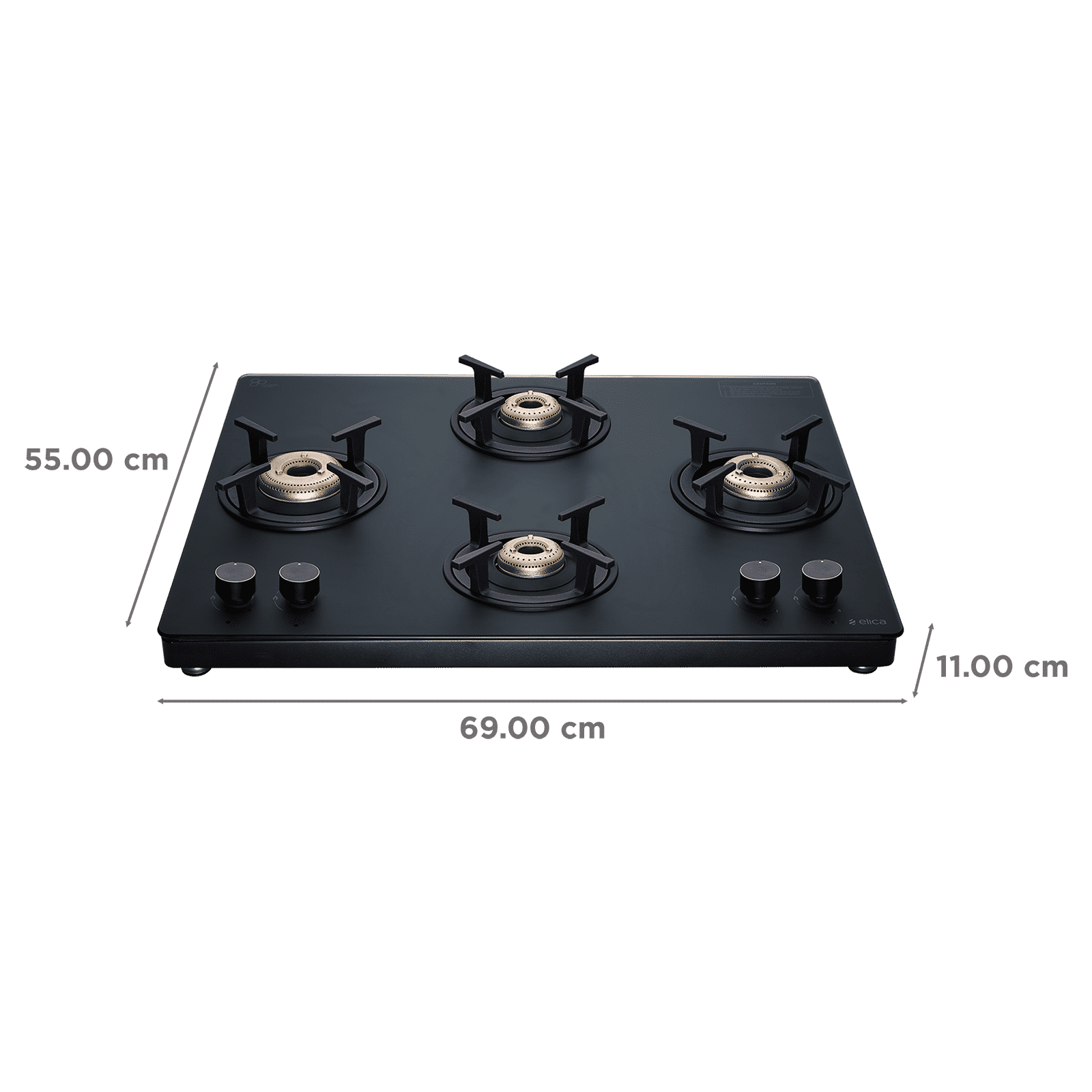 Elica MATT TOP KNOB SERIES Toughened Glass Top 4 Burner Automatic Gas Stove (Ultra Slim Frame, Black) Elica MATT TOP KNOB SERIES Toughened Glass Top 4 Burner Automatic Gas Stove (Ultra Slim Frame, Black)_2