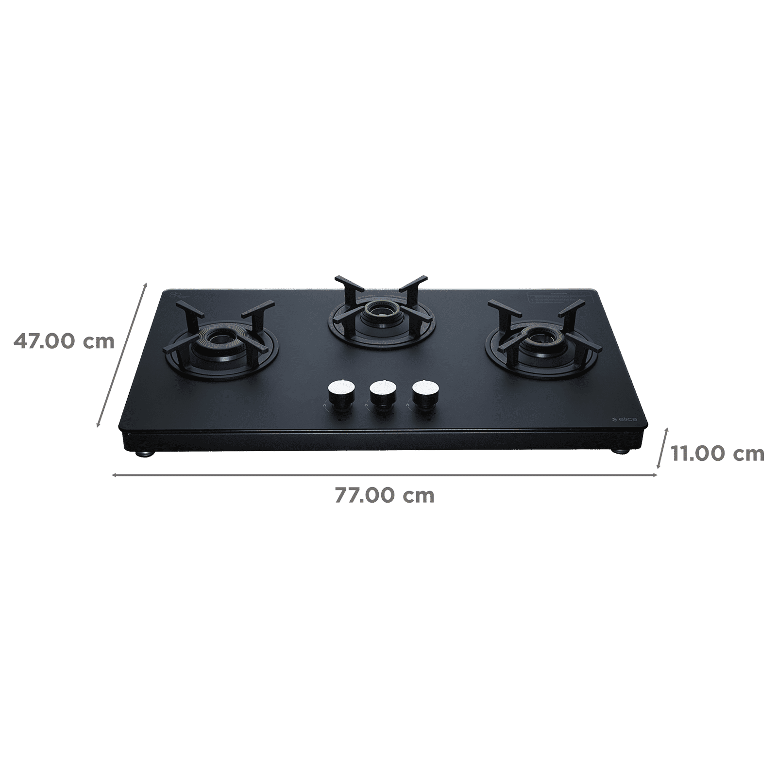 Elica SBF MATT LOTUS TKN 773 CT VETRO AI Toughened Glass Top 3 Burner Automatic Gas Stove (Sabaf Brass Burners, Black) Elica SBF MATT LOTUS TKN 773 CT VETRO AI Toughened Glass Top 3 Burner Automatic Gas Stove (Sabaf Brass Burners, Black)_2
