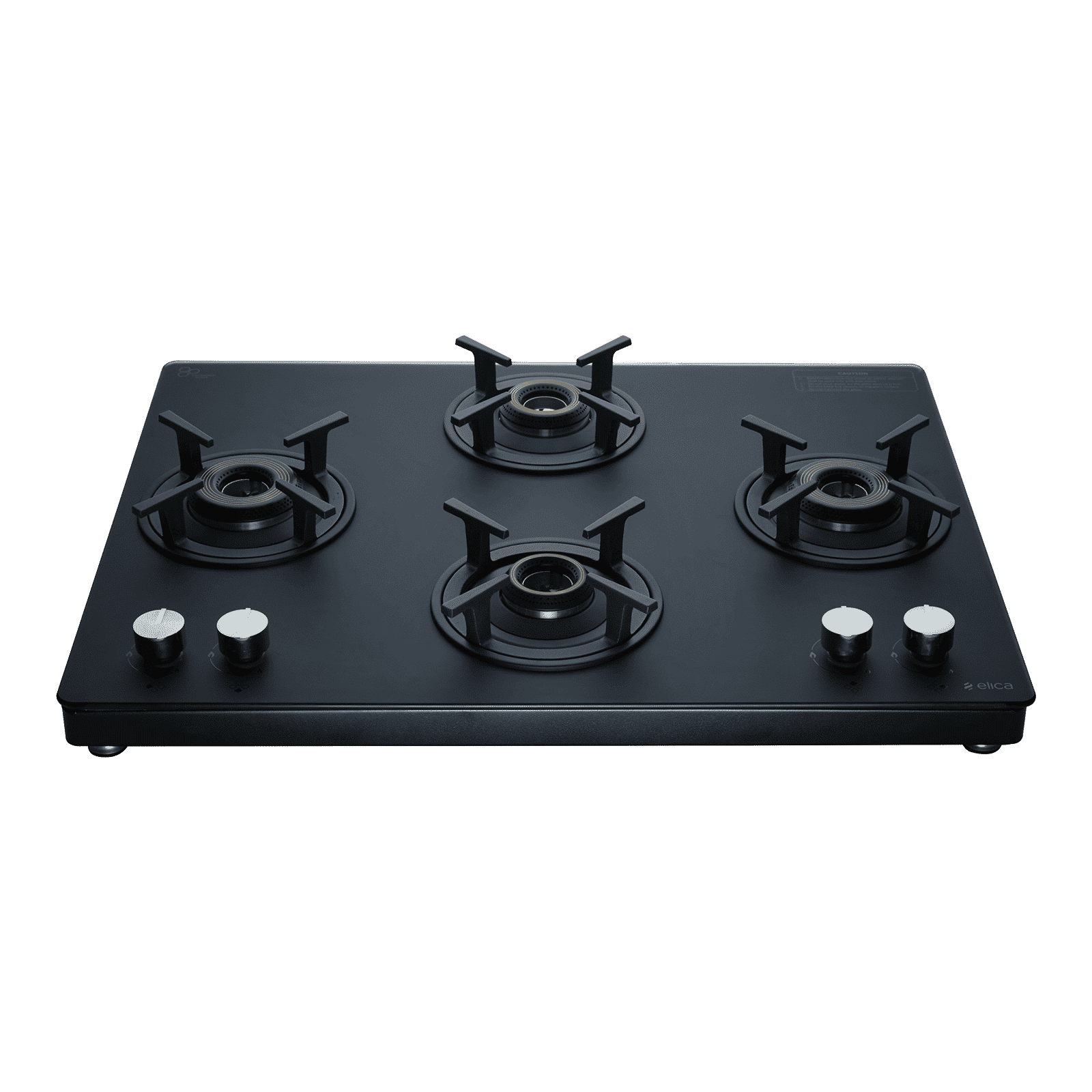 Elica SBF MATT LOTUS TKN 694 CT VETRO 2J AI BK Toughened Glass Top 4 Burner Automatic Gas Stove (Powder Coated Frame, Black)_1