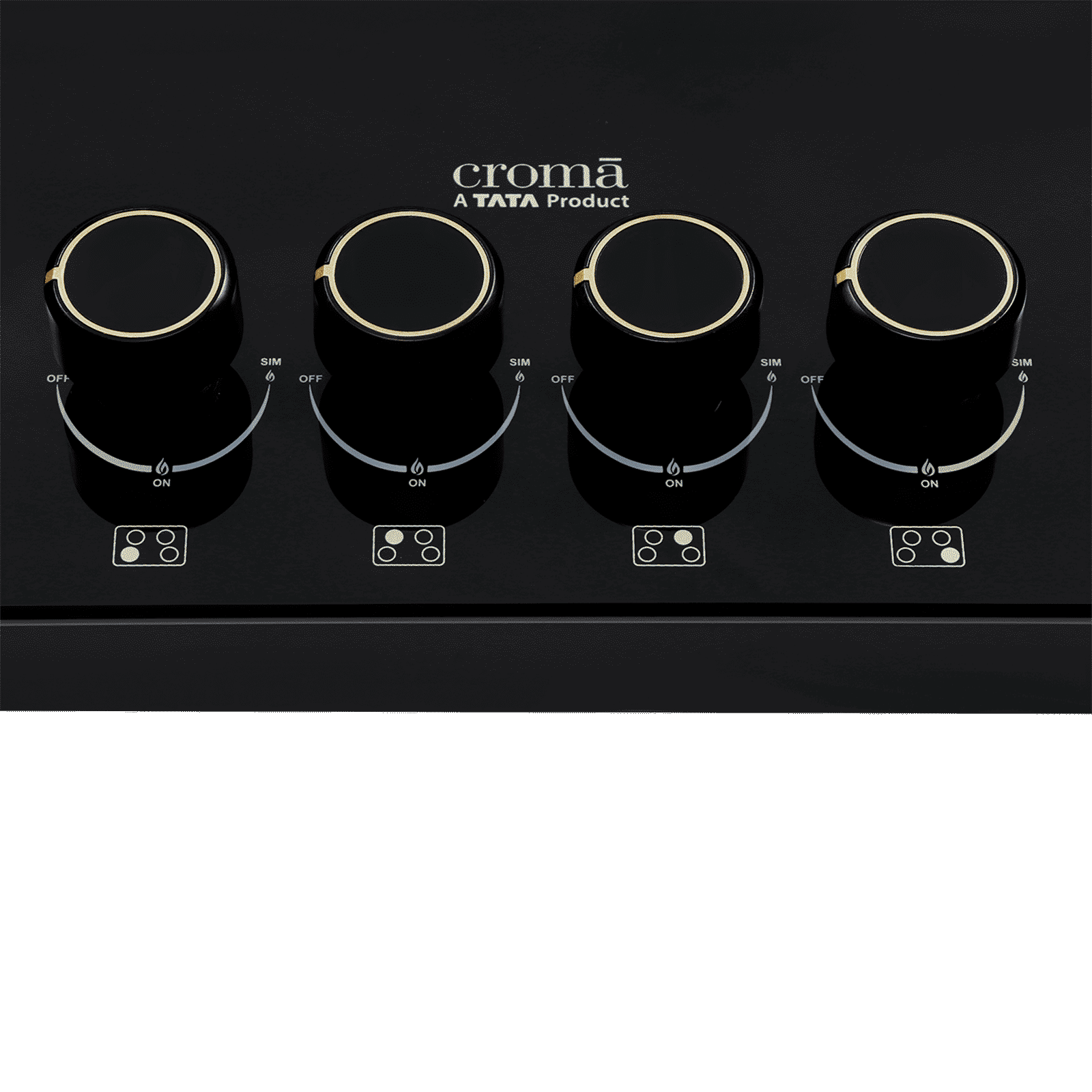 Croma Toughened Glass Top 4 Burner Automatic Hob (360 Degree Revolving Nozzle, Black) Croma Toughened Glass Top 4 Burner Automatic Hob (360 Degree Revolving Nozzle, Black)_6