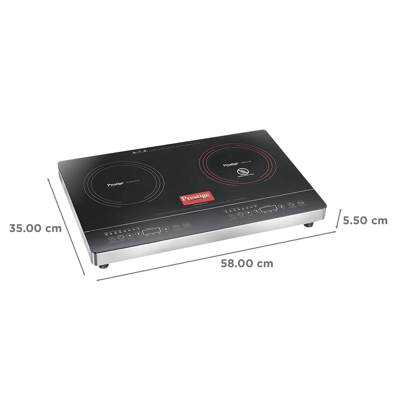 Prestige Electro Duo 2000 W Infrared & 1600 W Double Induction Cooktop with 7 Smart Preset Menus_2