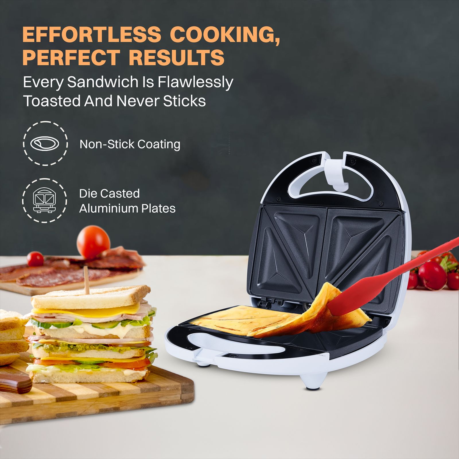 Croma 800W 2 Slice Sandwich Maker with Automatic Operation (White)_8