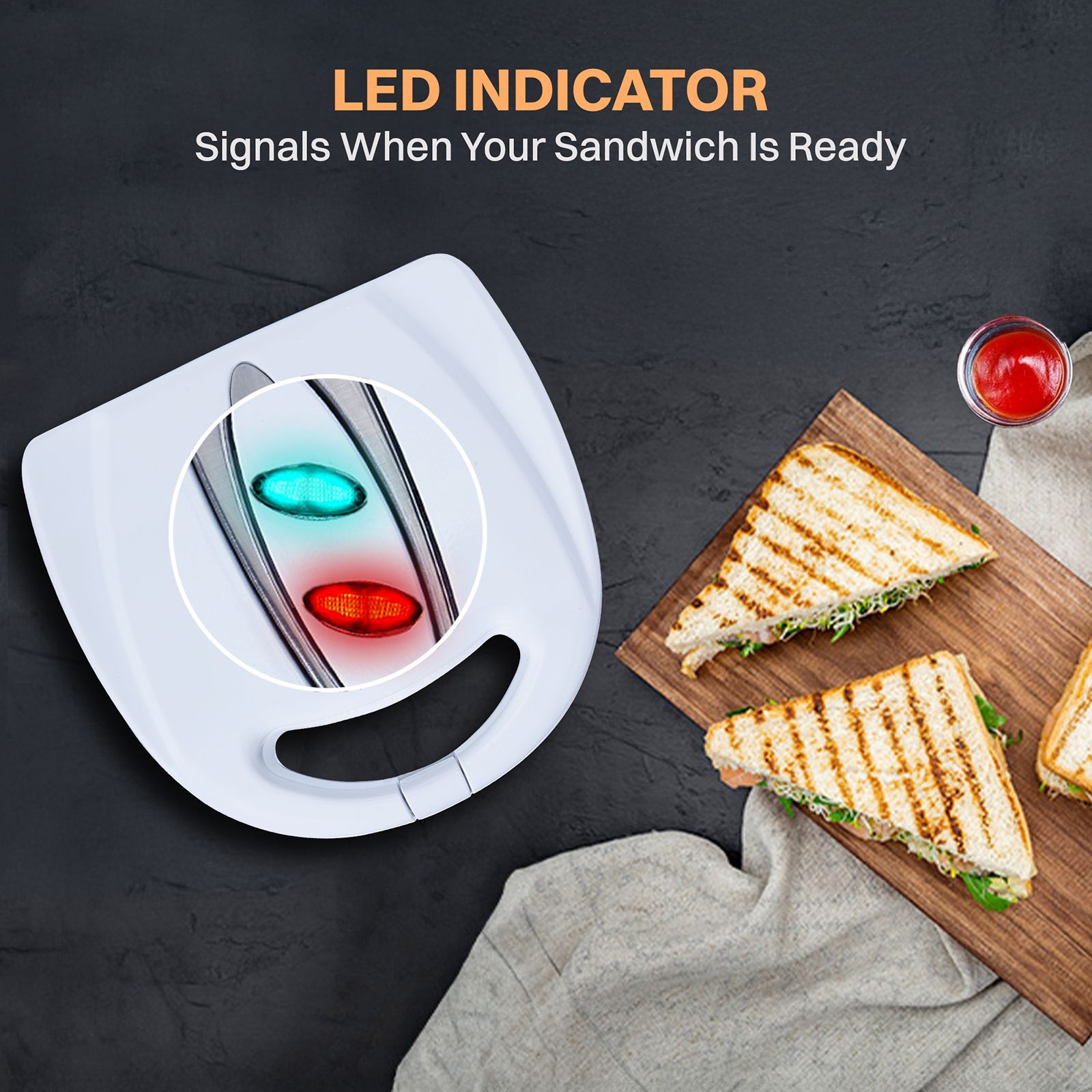 Croma 800W 2 Slice Sandwich Maker with Automatic Operation (White)_10