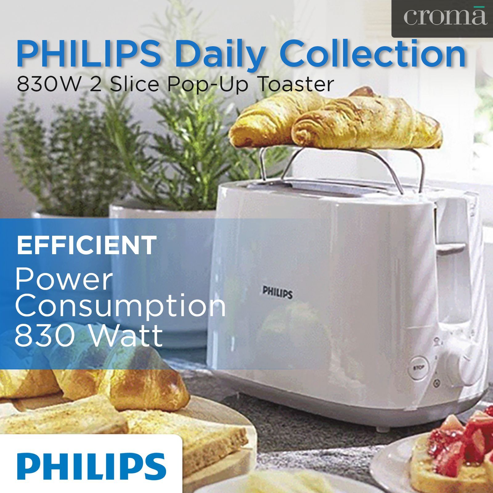 PHILIPS Daily Collection 900W 2 Slice Pop-Up Toaster with Integrated Bun Rack (White) PHILIPS Daily Collection 900W 2 Slice Pop-Up Toaster with Integrated Bun Rack (White)_8