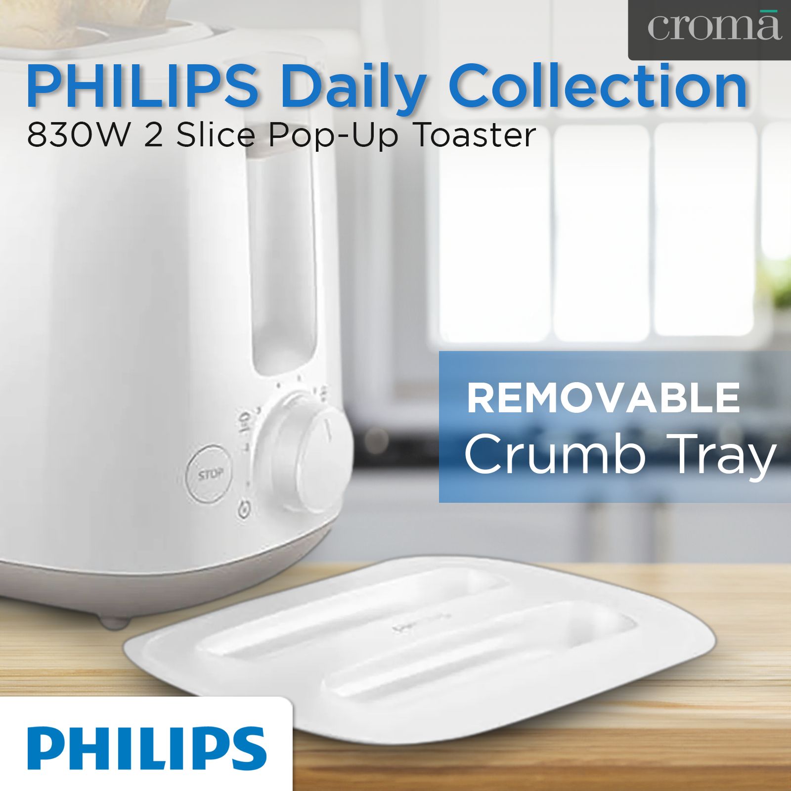 PHILIPS Daily Collection 900W 2 Slice Pop-Up Toaster with Integrated Bun Rack (White) PHILIPS Daily Collection 900W 2 Slice Pop-Up Toaster with Integrated Bun Rack (White)_10
