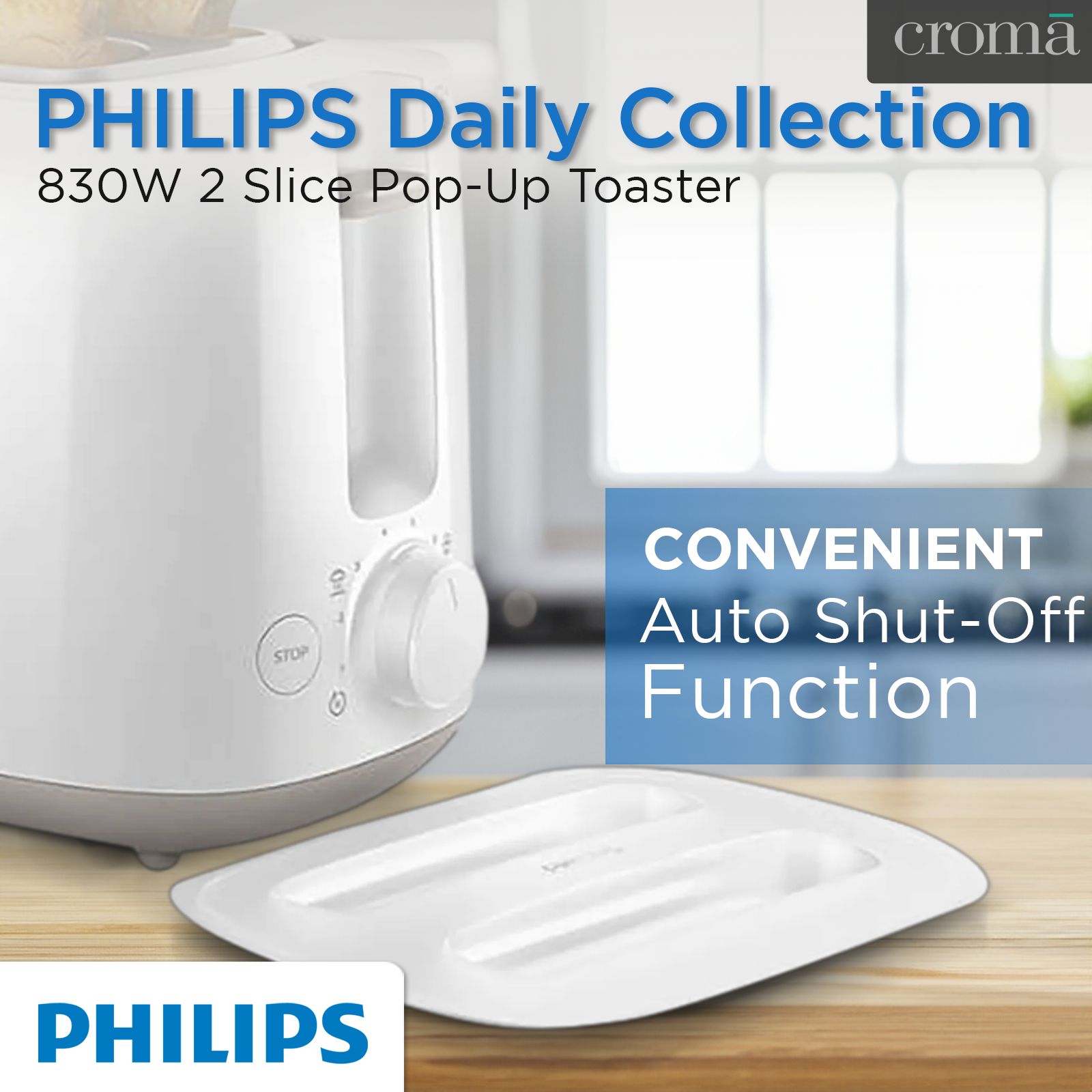 PHILIPS Daily Collection 900W 2 Slice Pop-Up Toaster with Integrated Bun Rack (White) PHILIPS Daily Collection 900W 2 Slice Pop-Up Toaster with Integrated Bun Rack (White)_11