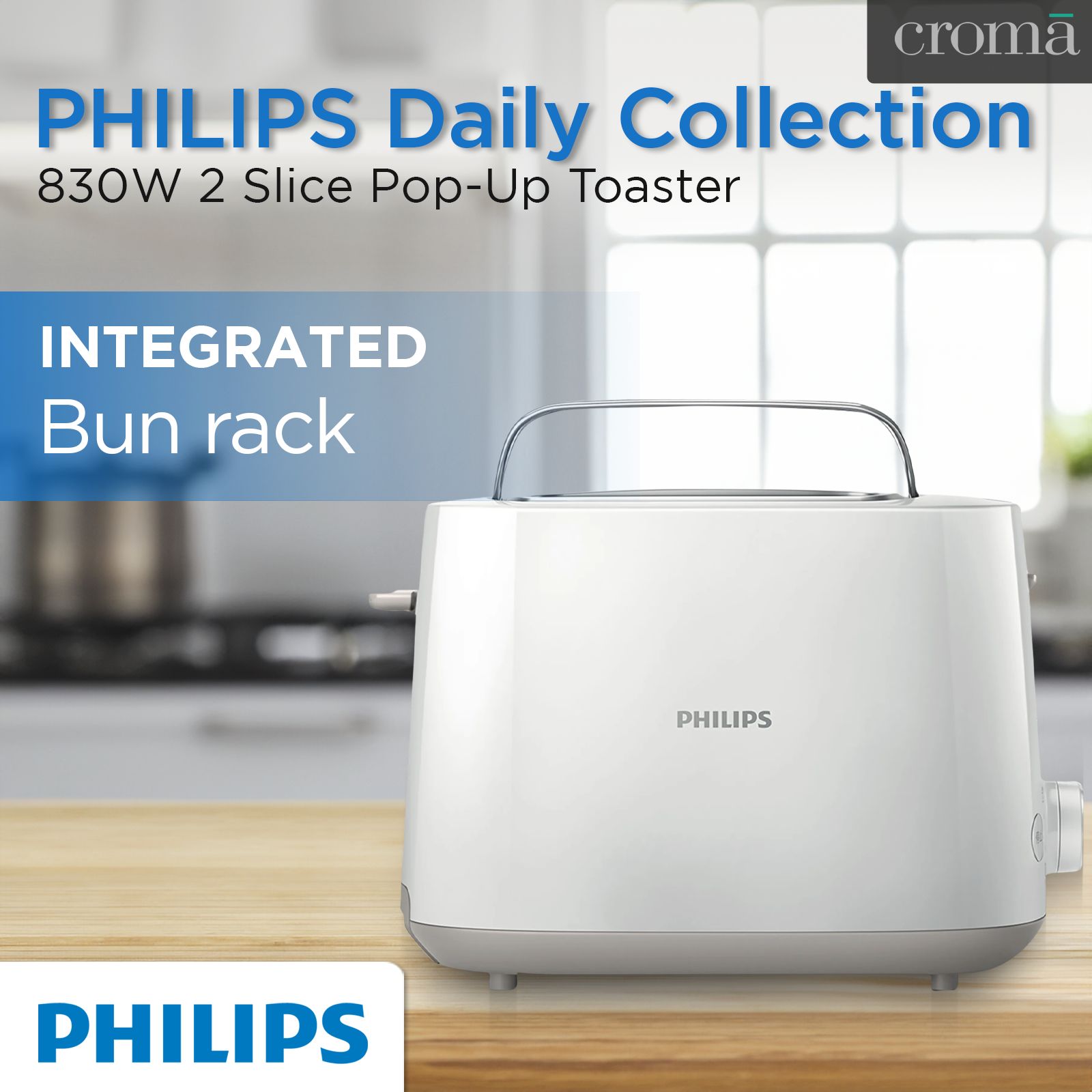 PHILIPS Daily Collection 900W 2 Slice Pop-Up Toaster with Integrated Bun Rack (White) PHILIPS Daily Collection 900W 2 Slice Pop-Up Toaster with Integrated Bun Rack (White)_13