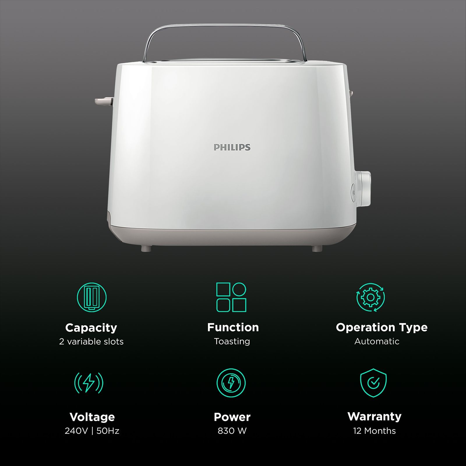 PHILIPS Daily Collection 900W 2 Slice Pop-Up Toaster with Integrated Bun Rack (White) PHILIPS Daily Collection 900W 2 Slice Pop-Up Toaster with Integrated Bun Rack (White)_3