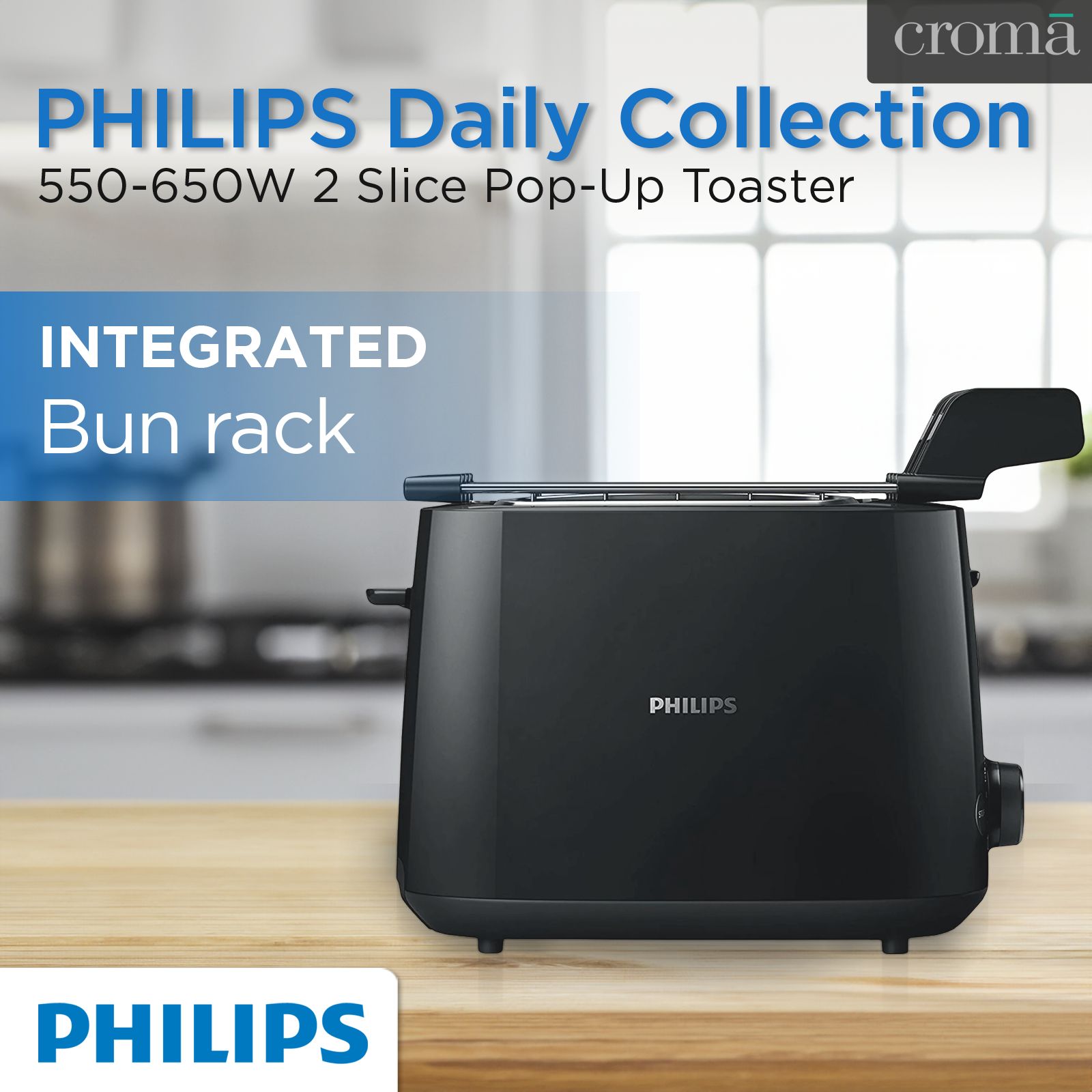 PHILIPS Daily Collection 650W 2 Slice Pop-Up Toaster with Integrated Bun Rack (Black) PHILIPS Daily Collection 650W 2 Slice Pop-Up Toaster with Integrated Bun Rack (Black)_14