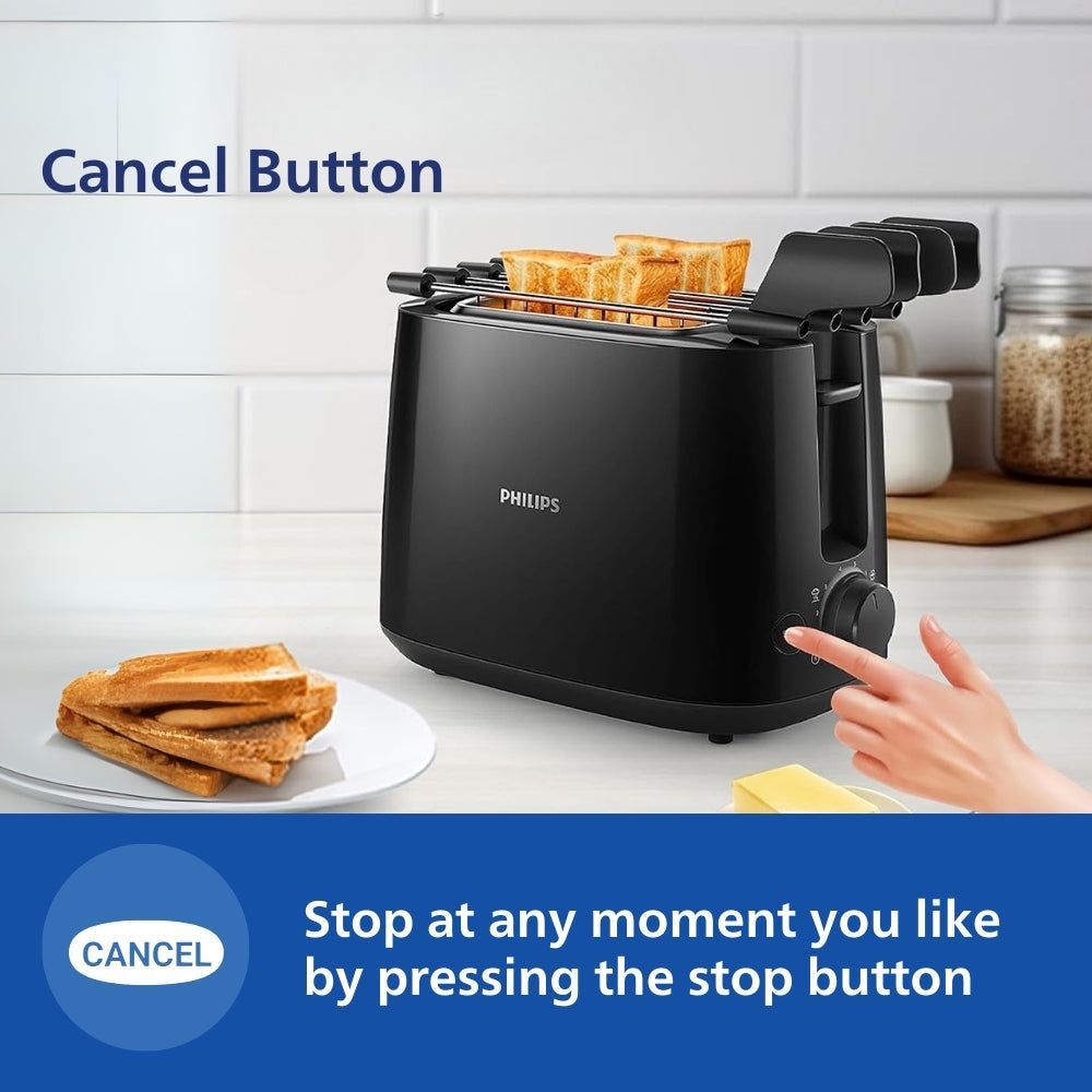 PHILIPS Daily Collection 650W 2 Slice Pop-Up Toaster with Integrated Bun Rack (Black) PHILIPS Daily Collection 650W 2 Slice Pop-Up Toaster with Integrated Bun Rack (Black)_15