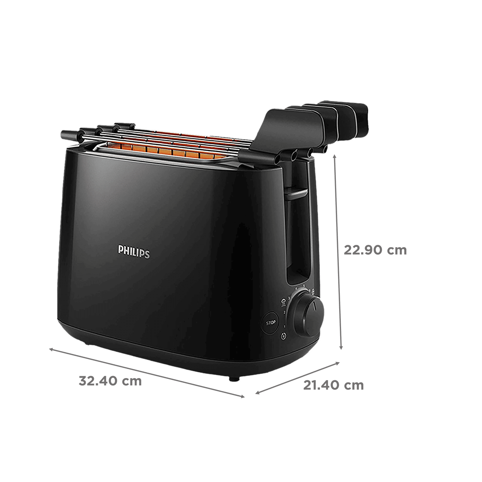 PHILIPS Daily Collection 650W 2 Slice Pop-Up Toaster with Integrated Bun Rack (Black) PHILIPS Daily Collection 650W 2 Slice Pop-Up Toaster with Integrated Bun Rack (Black)_2