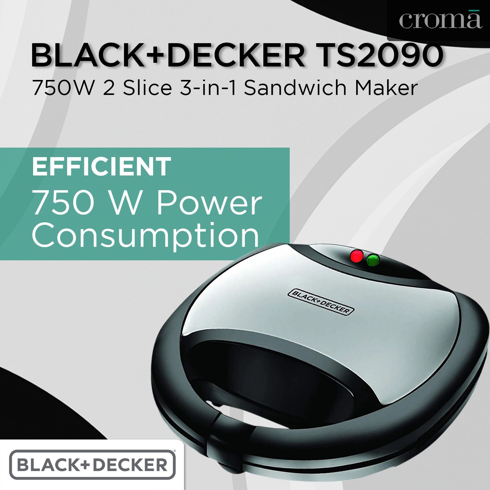 BLACK+DECKER TS2090 750W 2 Slice 3-in-1 Sandwich Maker with Cool Touch Exterior (Black)_16