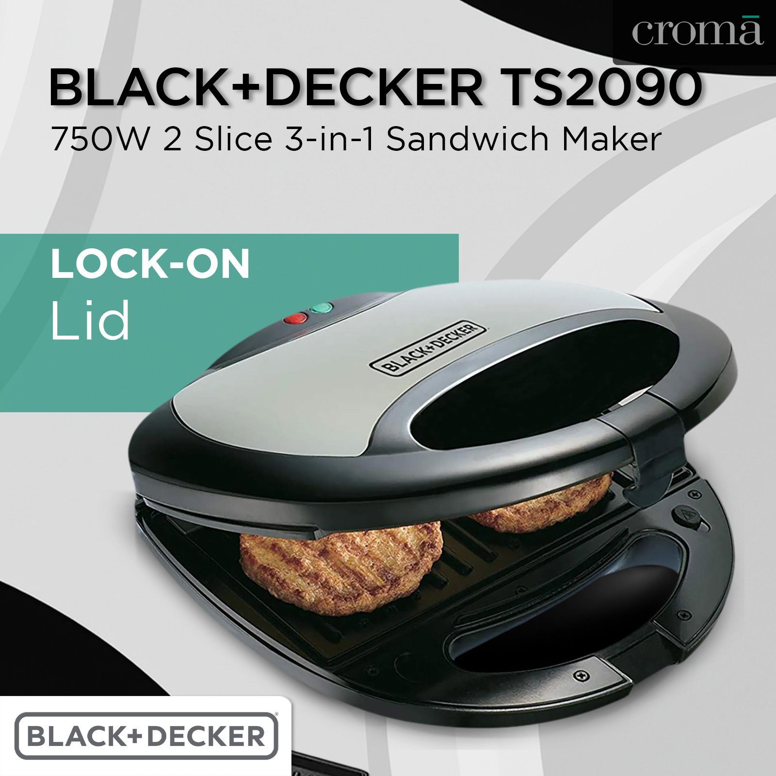 BLACK+DECKER TS2090 750W 2 Slice 3-in-1 Sandwich Maker with Cool Touch Exterior (Black)_19