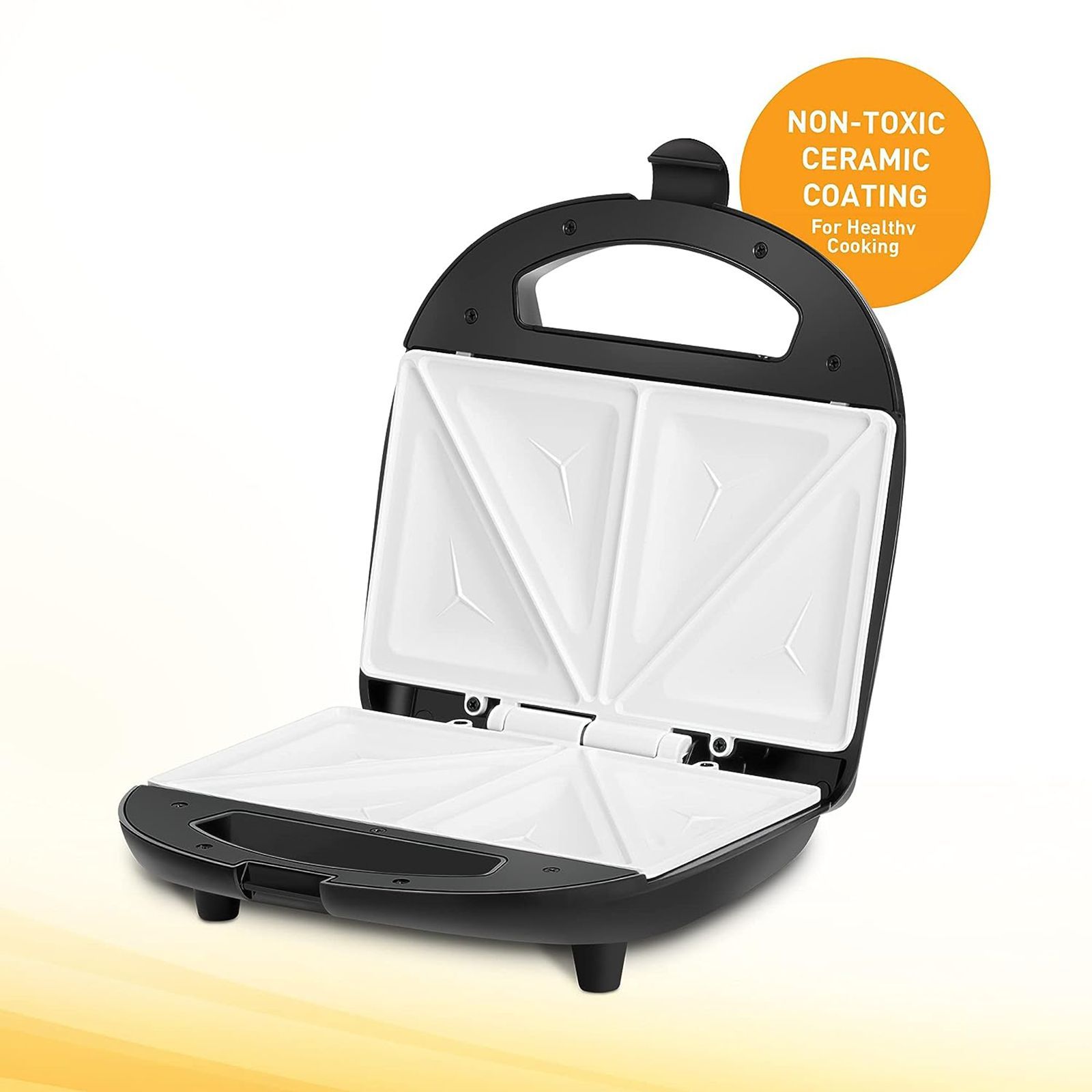 KENT 700W 4 Slice Sandwich Maker with Automatic Temperature Cut Off (Black & Metallic Silver)_5