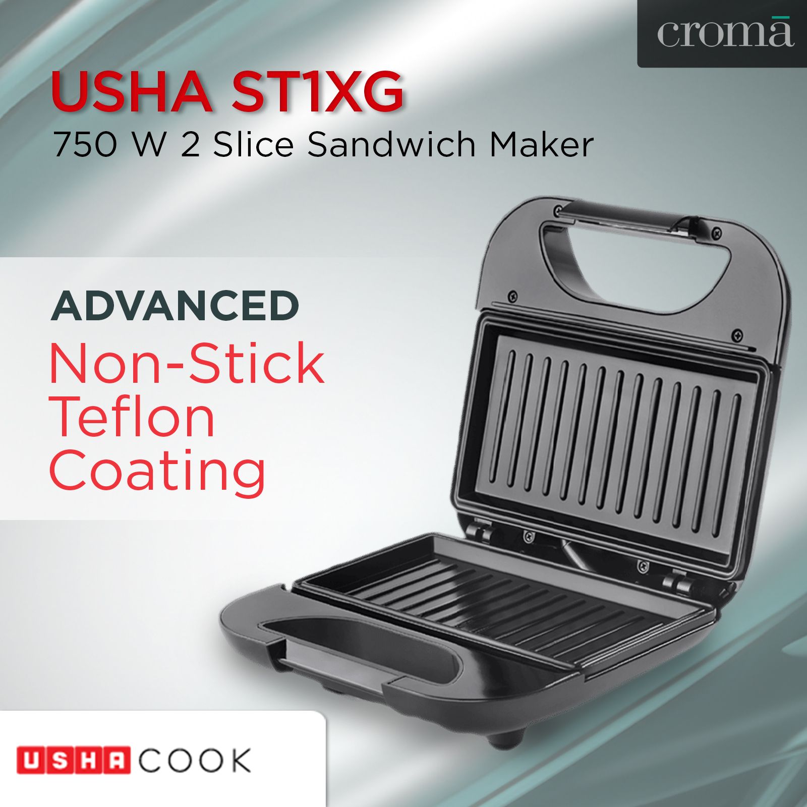 USHA ST1XG 750 W 2 Slice Sandwich Maker with Defrost Fun)_11