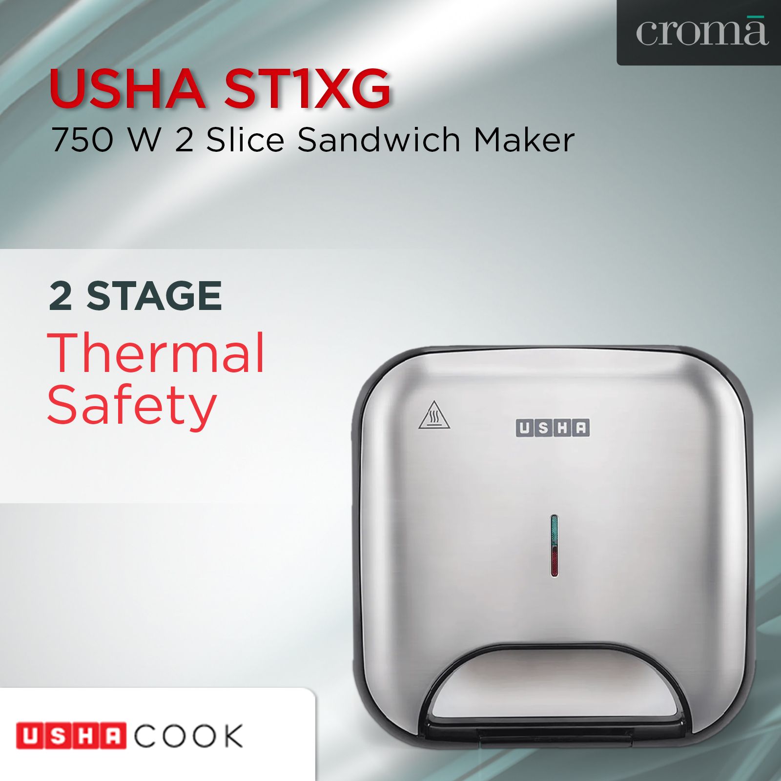 USHA ST1XG 750 W 2 Slice Sandwich Maker with Defrost Fun)_12