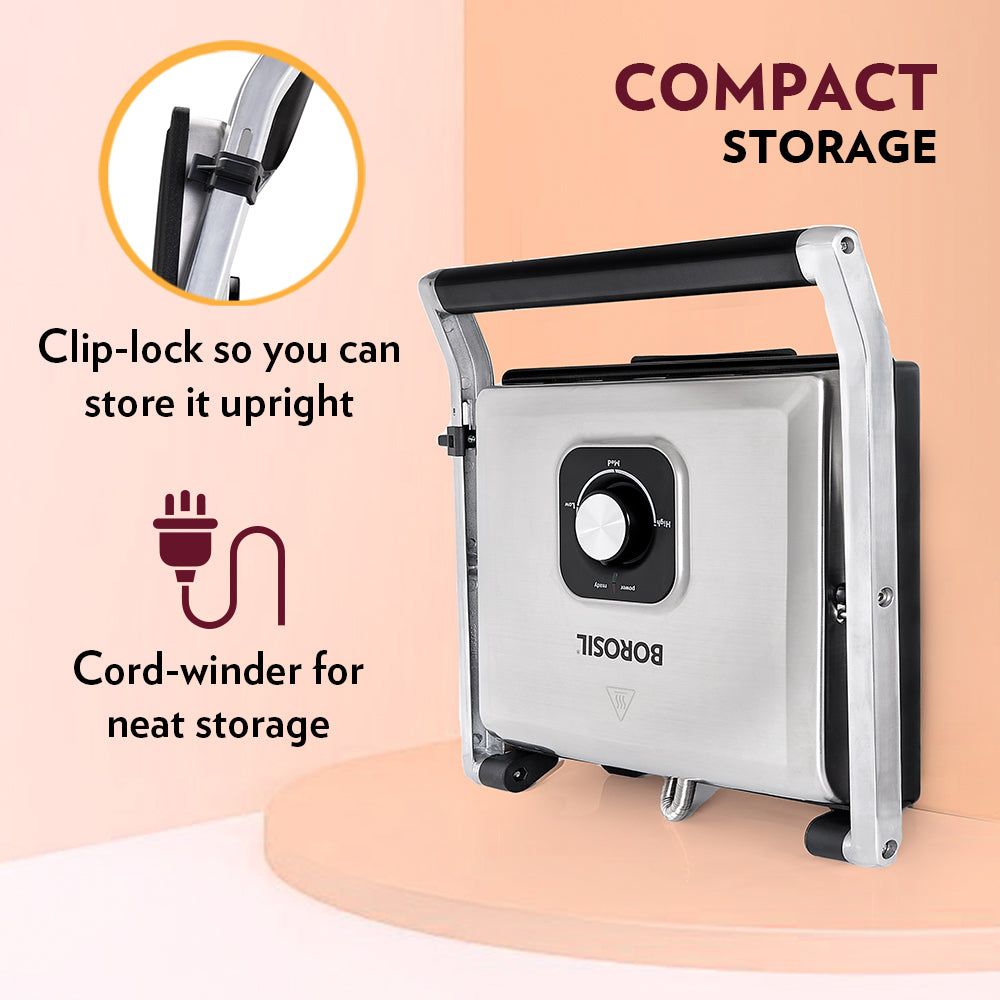 BOROSIL SuperJumbo 2000W 4 Slice Sandwich Maker with Oil Drip Collector Tray (Silver)_10