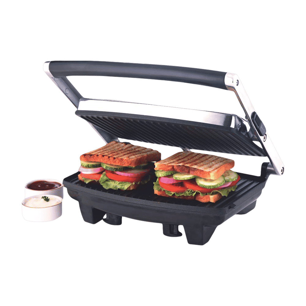 BOROSIL Jumbo 1000W 2 Slice Sandwich Maker with Lid Lock (Silver)_6