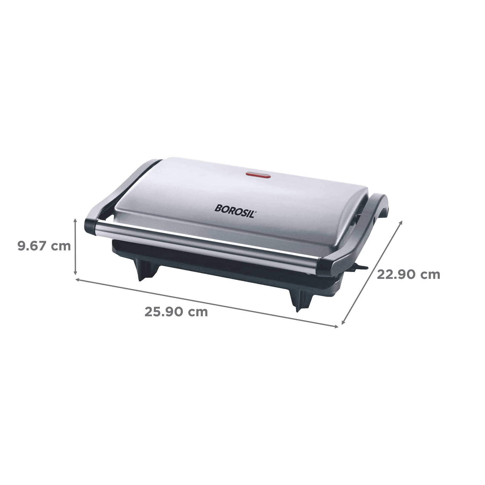 BOROSIL Prime 700 Watts 2 Slice Grill Sandwich Maker with Automatic Temperature Control (Silver)_2