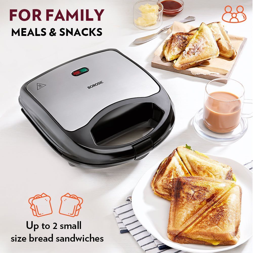BOROSIL Neo 700W 2 Slice Sandwich Maker with Automatic Temperature Control (Black) BOROSIL Neo 700W 2 Slice Sandwich Maker with Automatic Temperature Control (Black)_12
