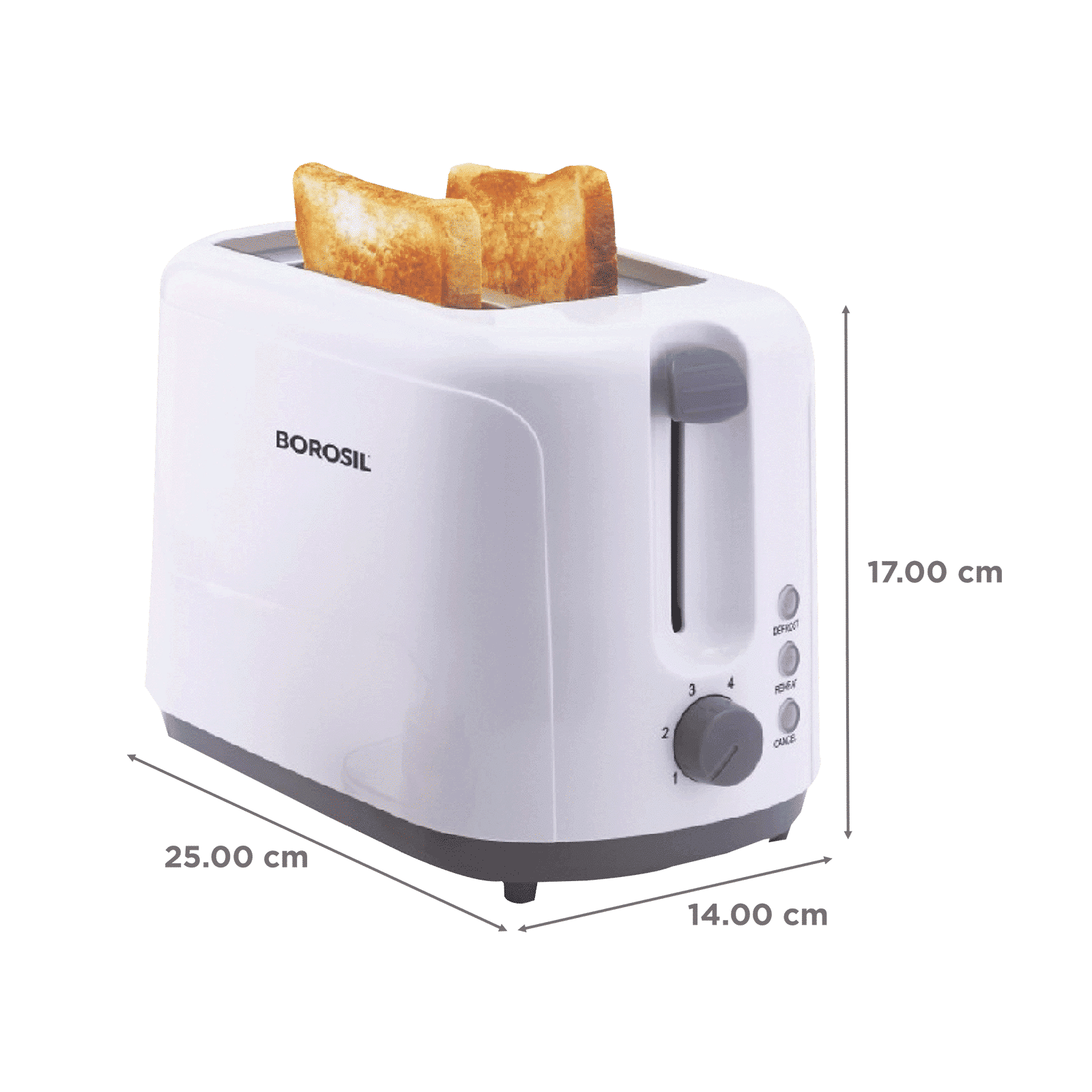 BOROSIL Krispy 700W 2 Slice Pop-Up Toaster with Temperature Control (White)_2