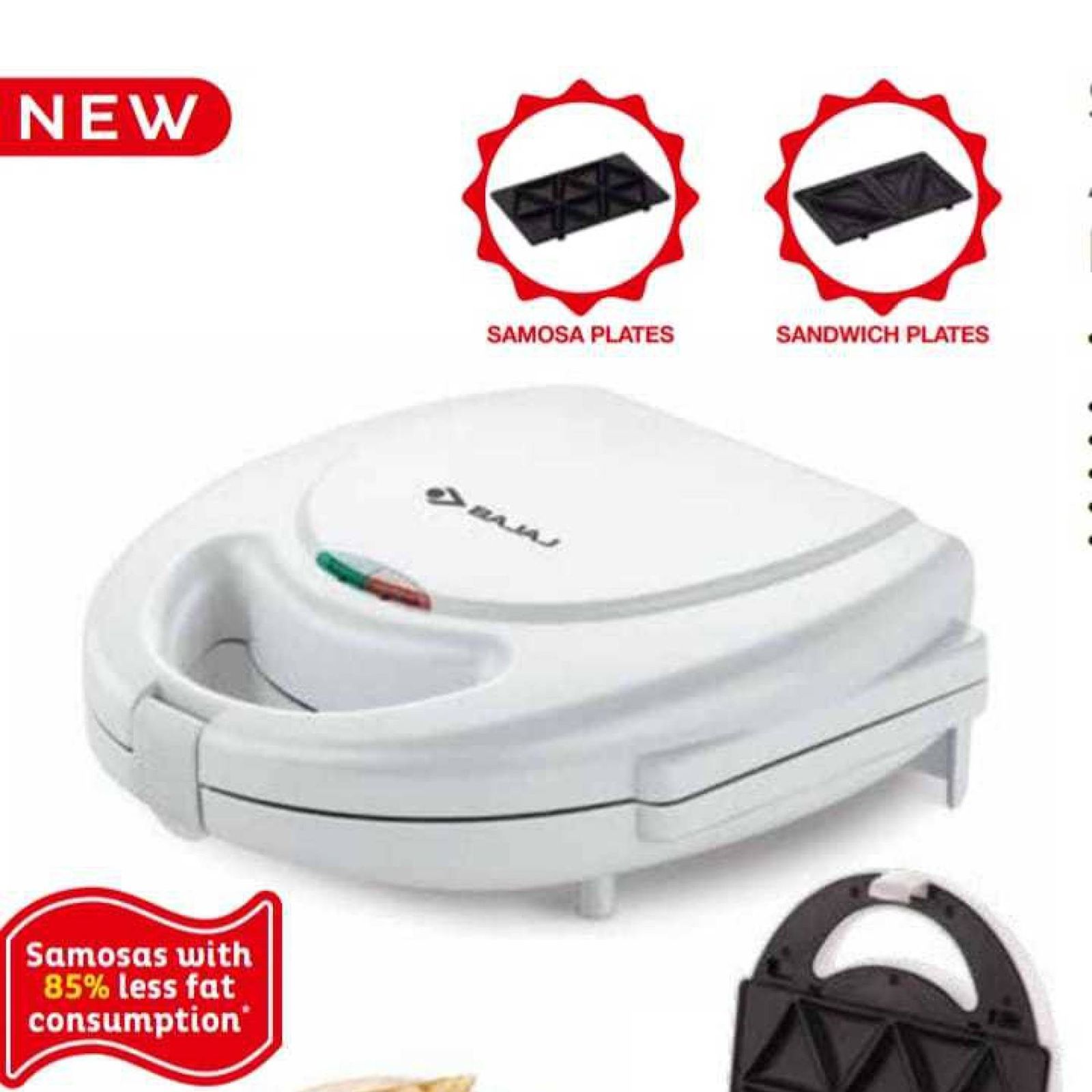 BAJAJ 750W 10 4 Slice 2-in-1 Sandwich Maker with Skid Resistant Feet (White) BAJAJ 750W 10 4 Slice 2-in-1 Sandwich Maker with Skid Resistant Feet (White)_5