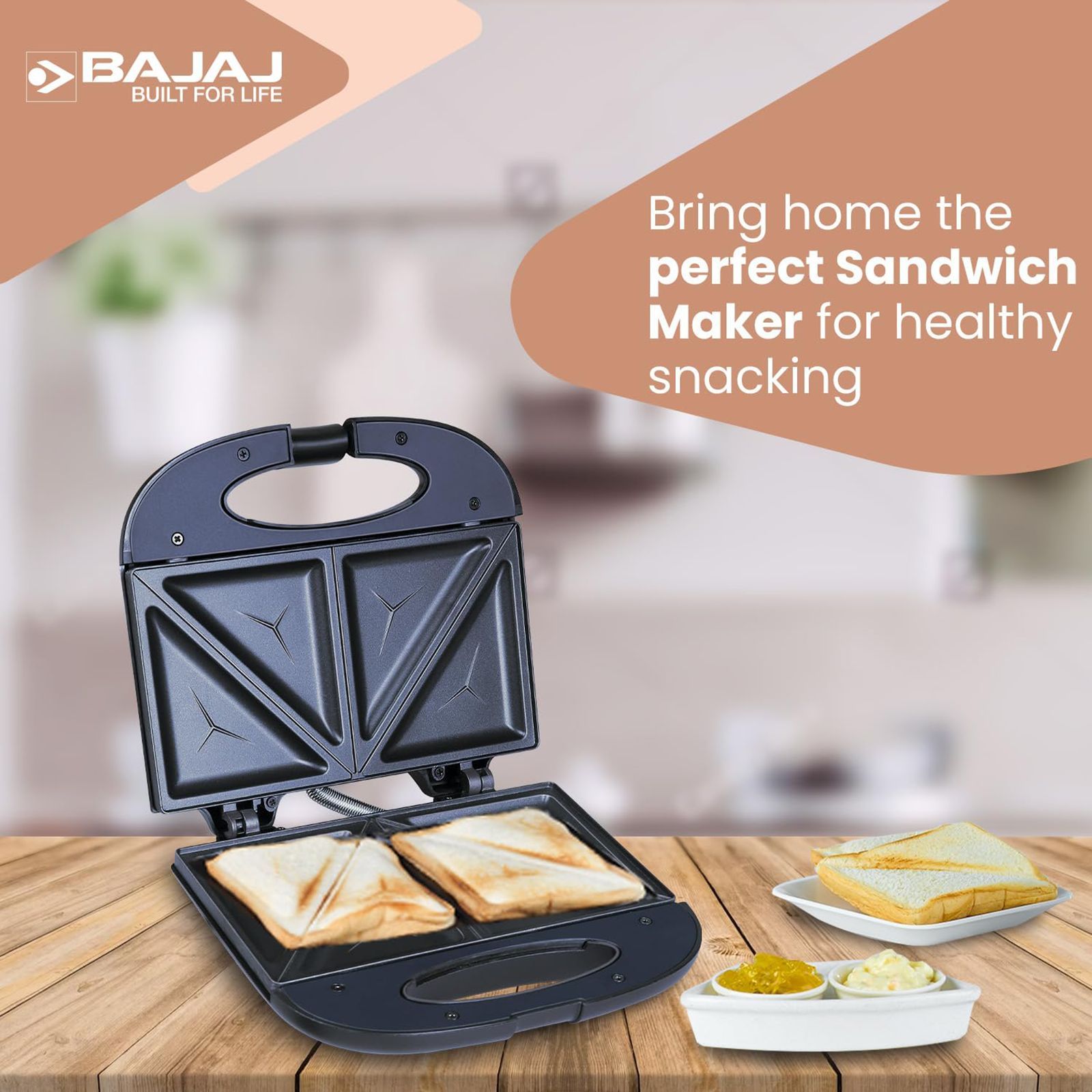 BAJAJ SWX 3 Deluxe 800W 2 Slice Sandwich Maker with LED Neon Indicator (Black) BAJAJ SWX 3 Deluxe 800W 2 Slice Sandwich Maker with LED Neon Indicator (Black)_18