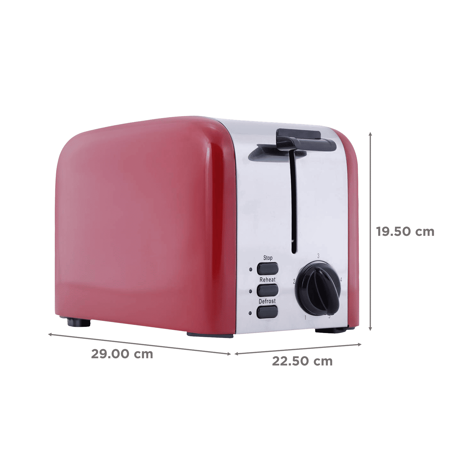 WONDERCHEF Crimson Edge 850W 2 Slice Pop-Up Toaster with Reheat Function (Red)_2