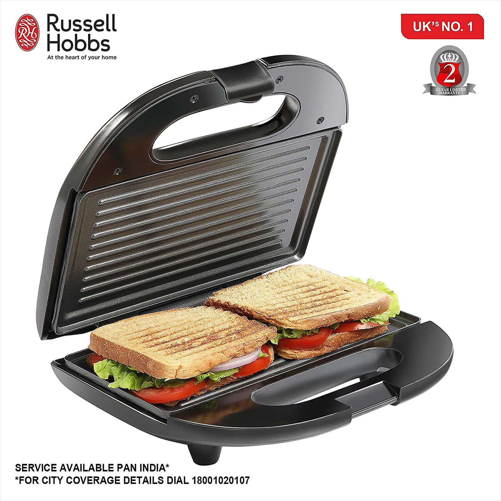 Russell Hobbs RST750GR 750W 2 Slice Sandwich Maker with Thermostat Control (Black) Russell Hobbs RST750GR 750W 2 Slice Sandwich Maker with Thermostat Control (Black)_6