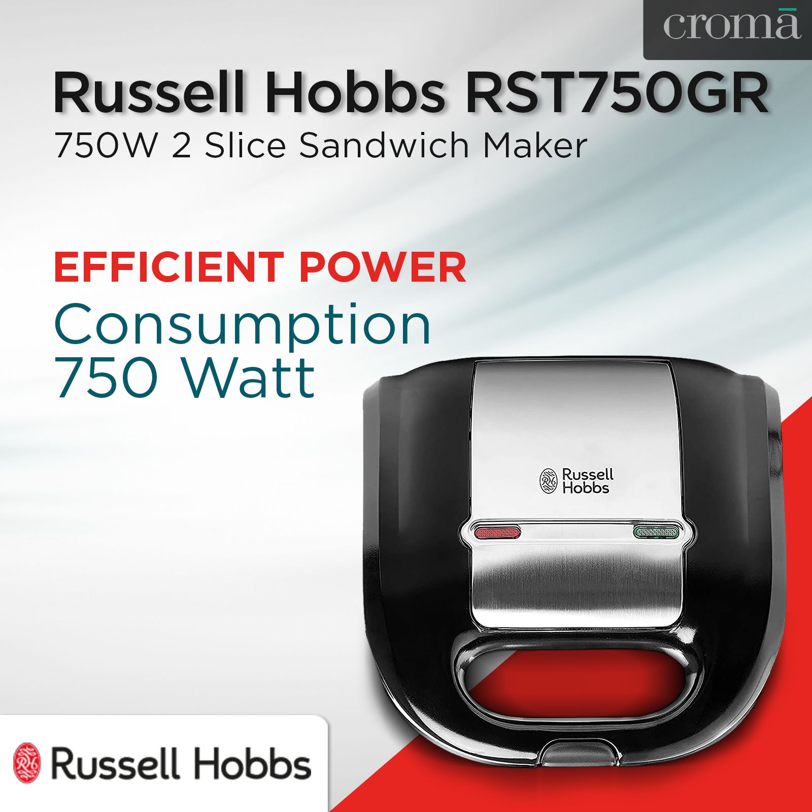 Russell Hobbs RST750GR 750W 2 Slice Sandwich Maker with Thermostat Control (Black) Russell Hobbs RST750GR 750W 2 Slice Sandwich Maker with Thermostat Control (Black)_10