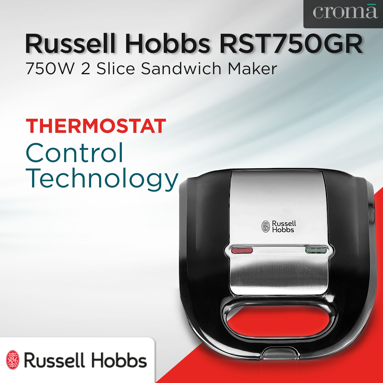 Russell Hobbs RST750GR 750W 2 Slice Sandwich Maker with Thermostat Control (Black) Russell Hobbs RST750GR 750W 2 Slice Sandwich Maker with Thermostat Control (Black)_12