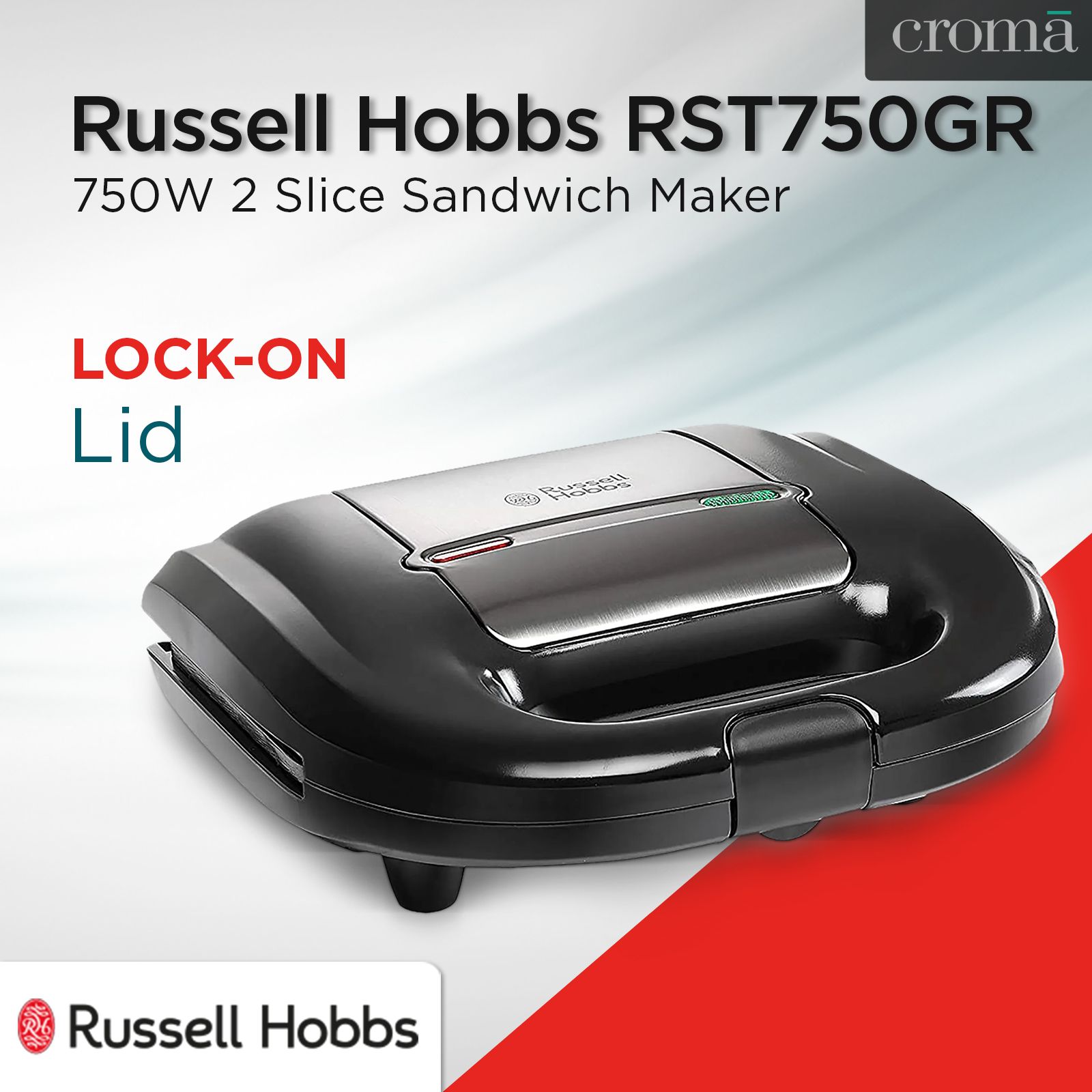 Russell Hobbs RST750GR 750W 2 Slice Sandwich Maker with Thermostat Control (Black) Russell Hobbs RST750GR 750W 2 Slice Sandwich Maker with Thermostat Control (Black)_14
