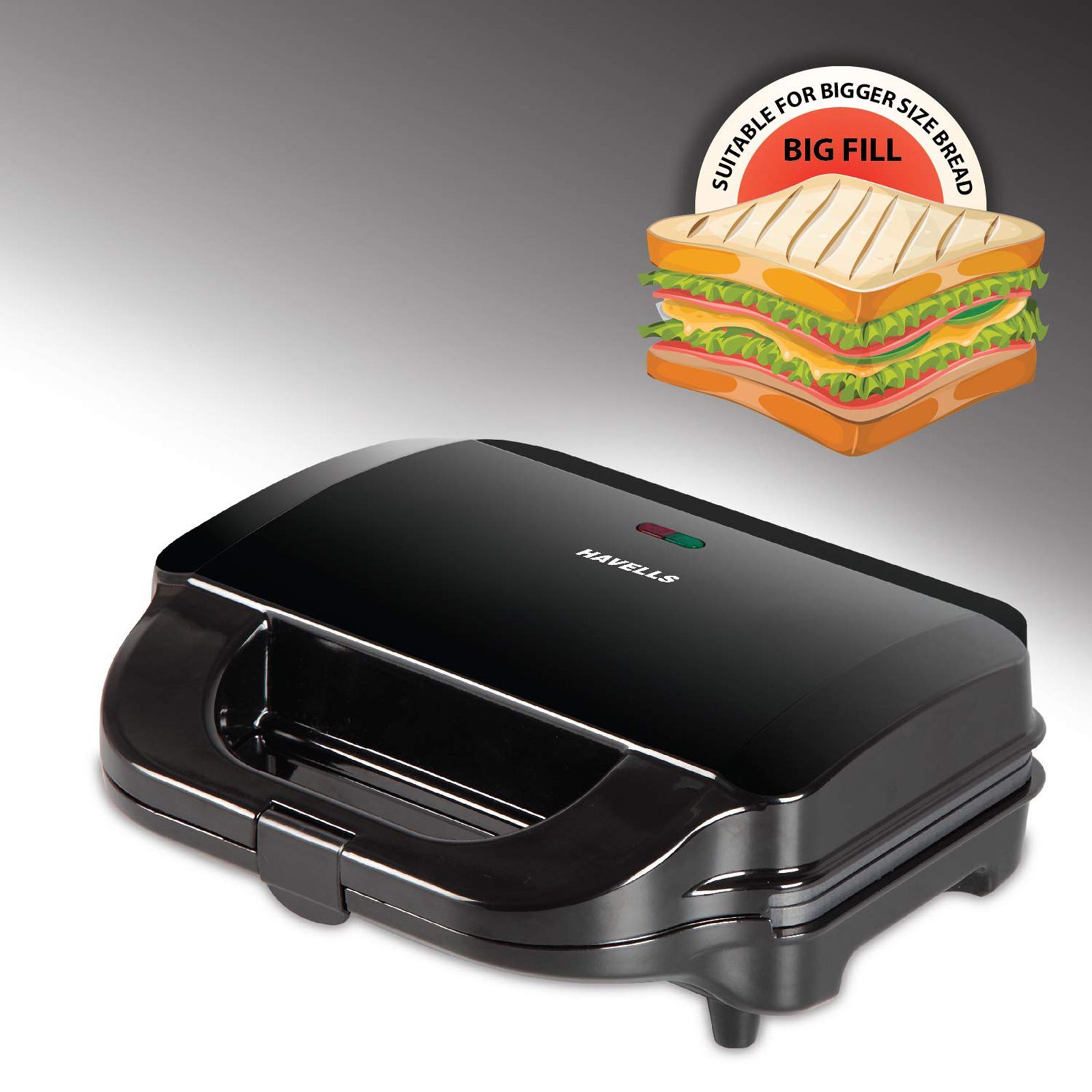 HAVELLS Big Fill 900W 2 Slice Sandwich Maker with Cool Touch Handle (Black)_6