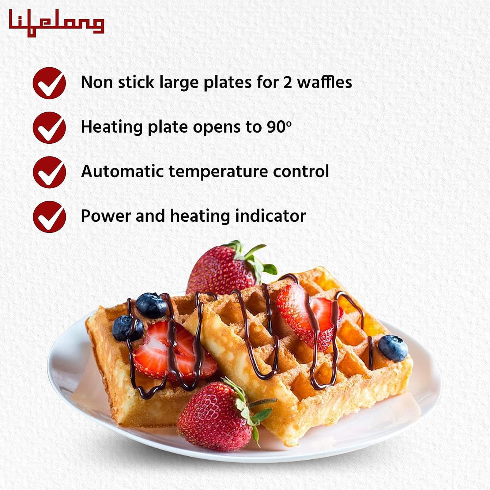 Lifelong LLWM105 750W 2 Slice Waffle Maker with Automatic Temperature Control (Black)_5