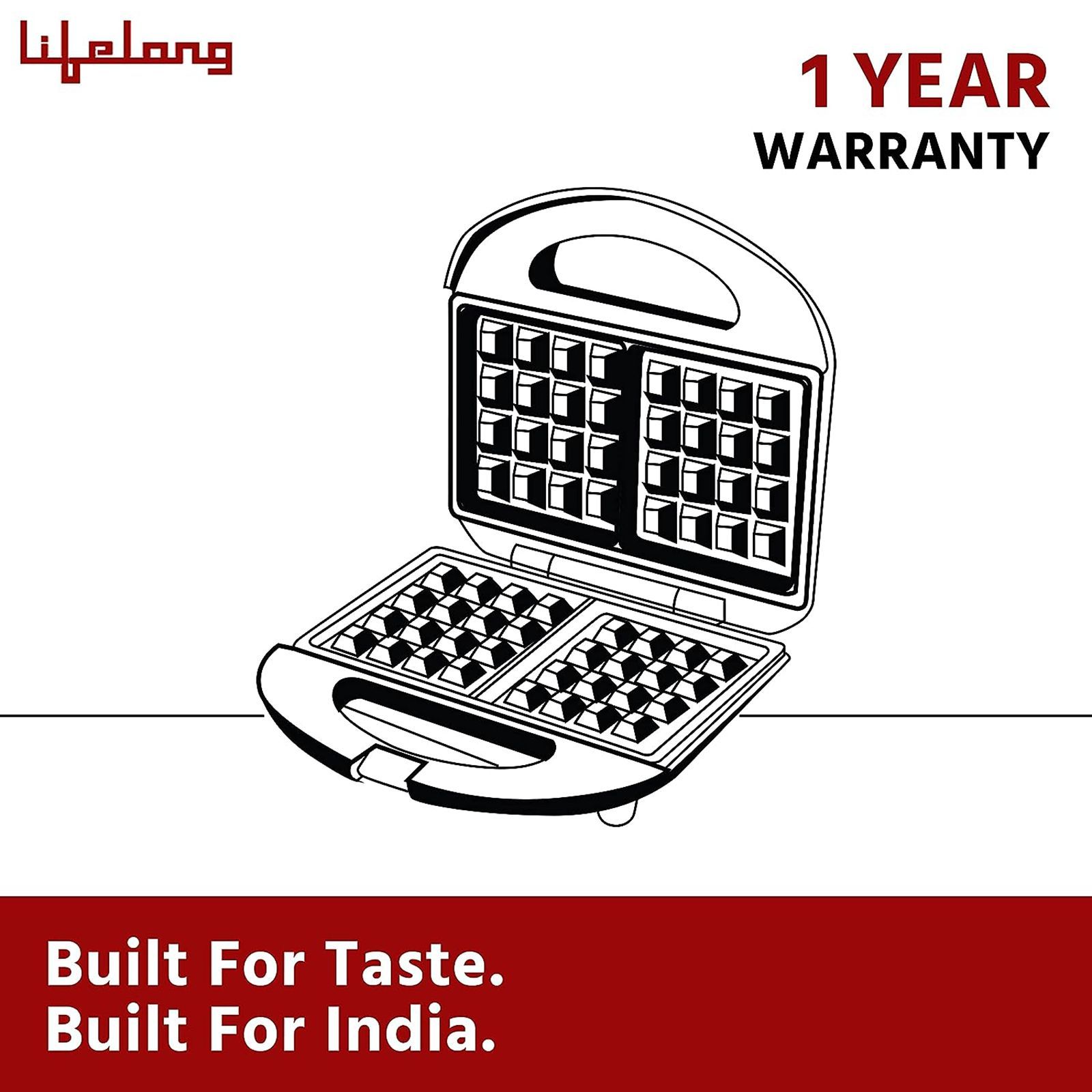 Lifelong LLWM105 750W 2 Slice Waffle Maker with Automatic Temperature Control (Black)_7